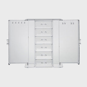 BTFY Acrylic Jewellery Organiser - Acrylic Jewellery Storage w/ 6 Storage Drawers & 9 Hooks - Clear Jewellery Display Box - Transparent Jewellery Holder -For Rings, Earrings, Bracelets & Necklaces