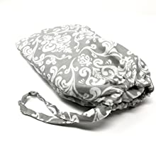 Breastfeeding Cover Up with Adjustable Strap in Grey Damask - Cotton - Boned Nursing Cover - Breathable & Lightweight - Stylish & Discreet incl Storage Bag & Towel Corners