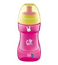 MAM Fun to Drink Cup & Glow Handles, Baby Bottle with Handles, Spill-Free Sippy Cup, Transition Drink Bottle for Babies and Toddlers, Pink