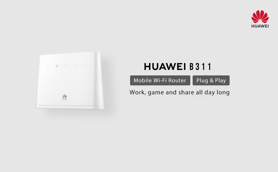 HUAWEI B311 2020, CAT 4, 4G/ LTE 150 Mbps Mobile Wi-Fi Router, Unlocked to All Networks- Genuine UK Warranty STOCK (Non Network Logo)- White