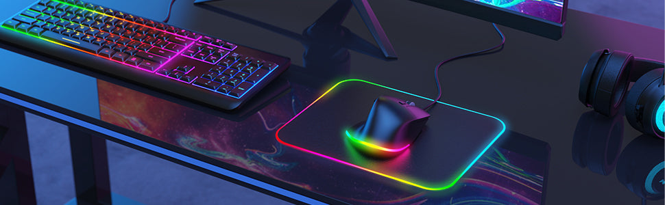 Wired Ergonomic Mouse, RGB mice with Thumb Rest, 1000/1600/3200/6400 Adjustable DPI, Stable Connection Illuminated Backlight Wired Mice with for PC Computer Laptop Desktop, Black