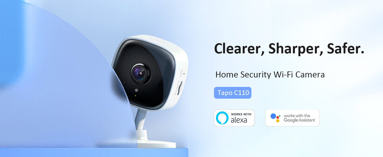 TP-Link Tapo Mini Smart Security Camera, Indoor CCTV, Works with Alexa&Google Home, No Hub Required, 3MP(2304 × 1296) High Definition, 2-Way Audio, Night Vision, SD Storage, Device Sharing(Tapo C110)