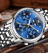 OLEVS Automatic Watches for Men Slef-Wind Mechanical Luxury Classic Moon Phase Stainless Steel Waterproof Luminous Wrist Watch