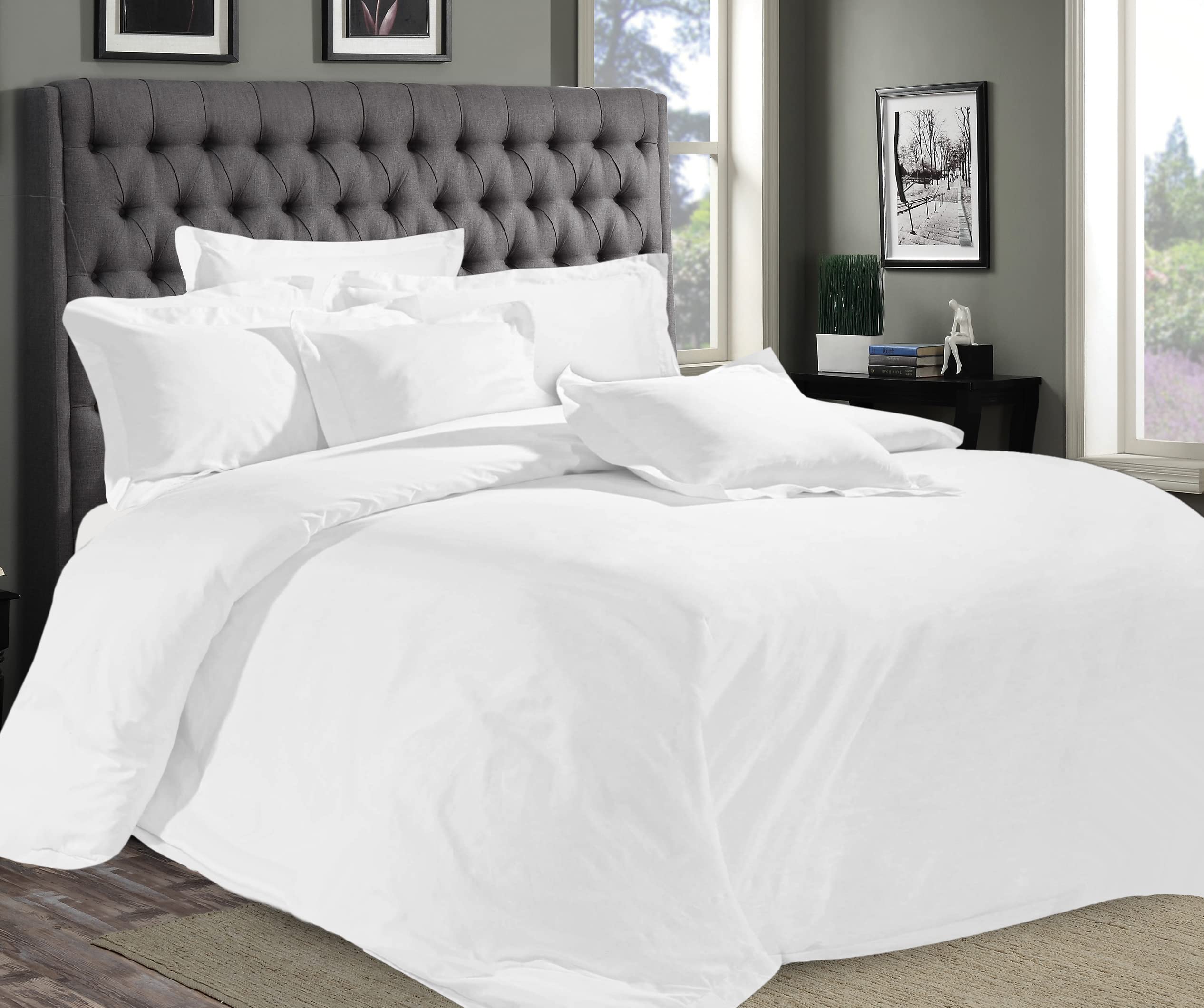 Egyptian Cotton"800 ''TC Hotel White Bedding Set Duvet Cover Solid (double)