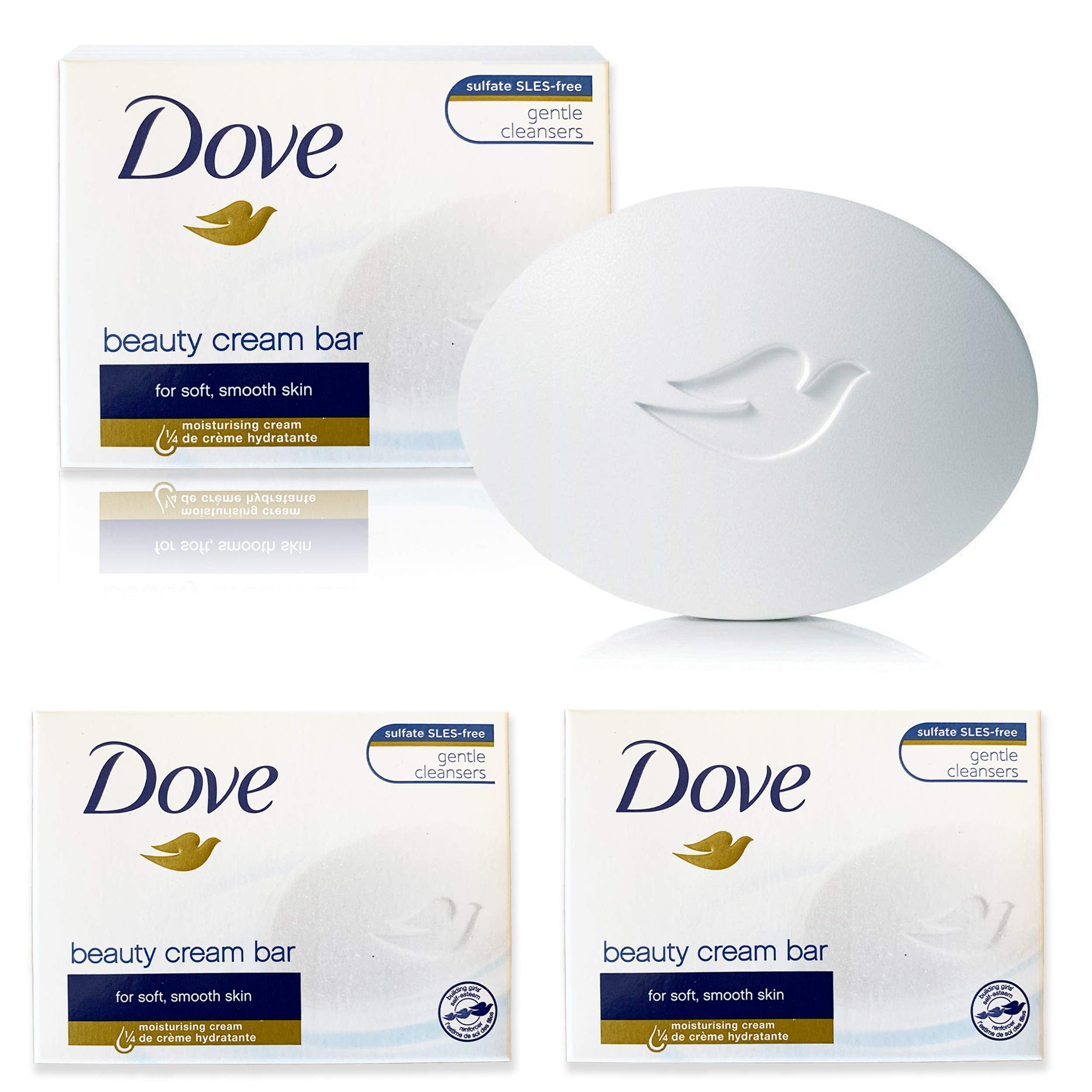3 x Dove Beauty Cream Bar | Classic Original Soap for Shower & Bath Cleansing | Normal & Sensitive Skin | Triple Multipack 100g