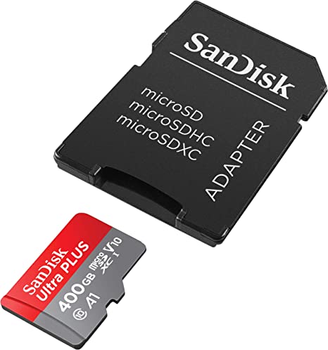 SanDisk Ultra 400 GB microSDXC Memory Card + SD Adapter with A1 App Performance Up to 100 MB/s, Class 10, U1, Red