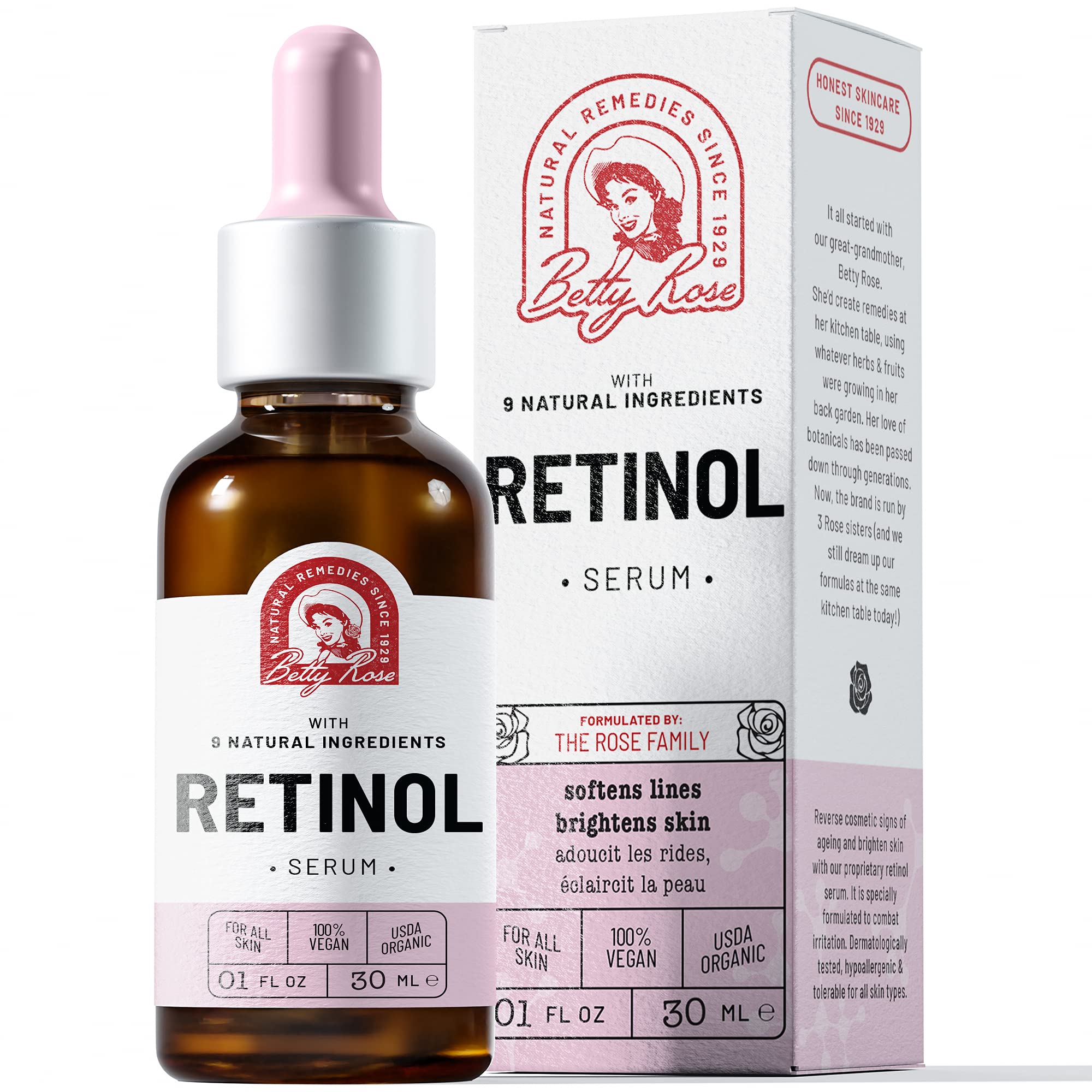 Pure Retinol Serum with 2.5% Plant Based Retinol - Anti Aging, Smoothing, Firming, Plumping - Infused with Vitamin E, Hyaluronic Acid, Aloe Vera - Made in the UK