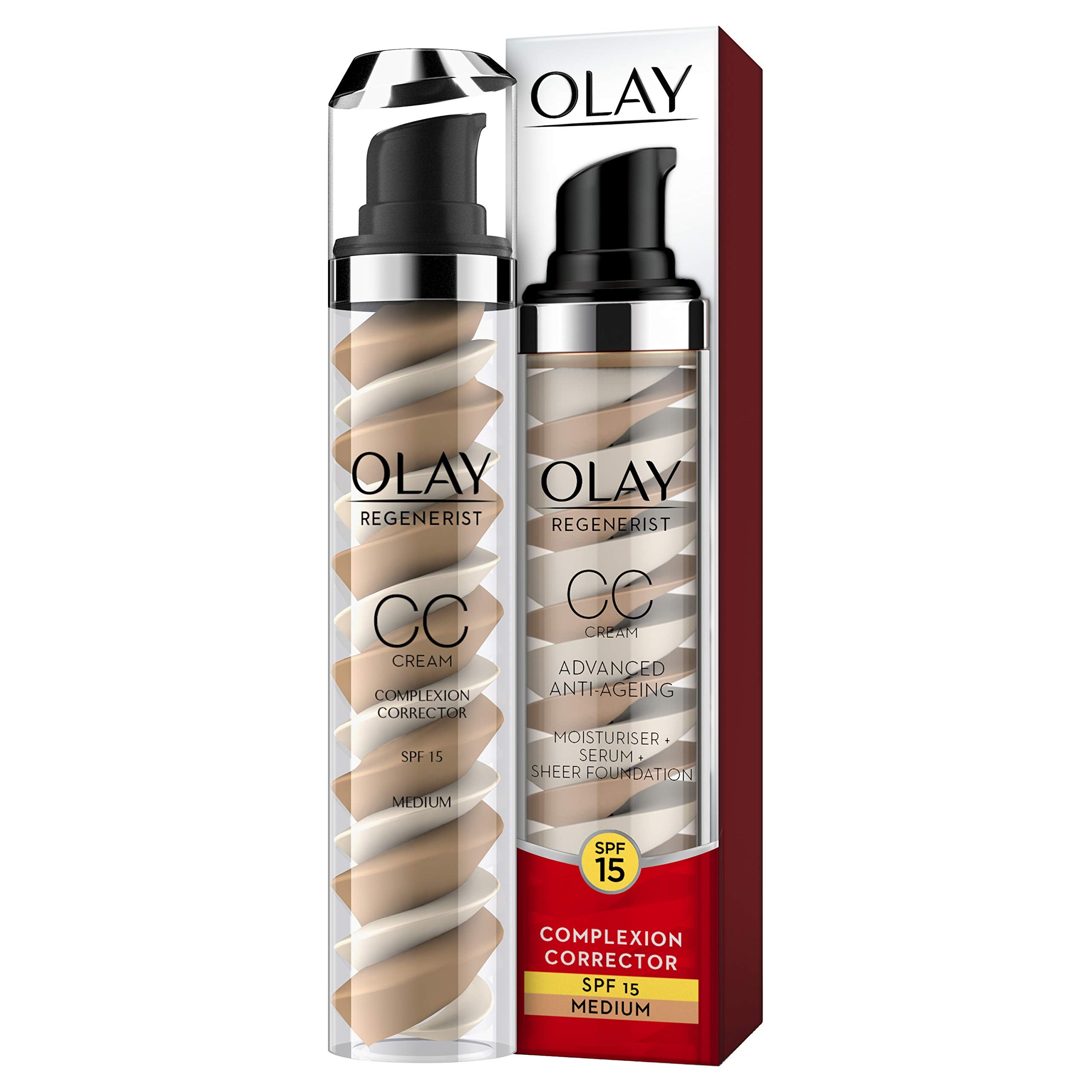 Olay Regenerist Anti-ageing Complexion Corrector Day CC Cream Moisturiser SPF15, 50 ml (Even Skin Tone Instantly and Over Time)