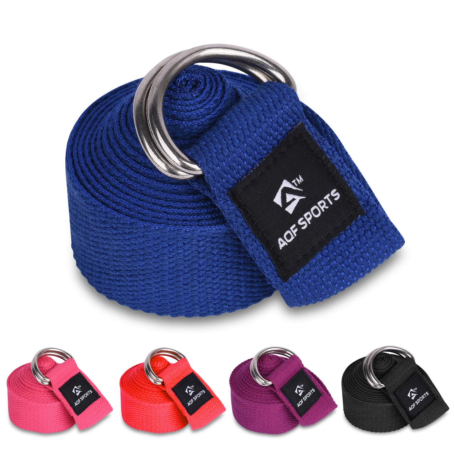 AQF Yoga Strap 1.8M, 2.4M, 3M Soft Cotton Leg Stretcher with D-Ring Buckle Adjustable Fitness Belt for Leg Stretching & Body Stretch Band