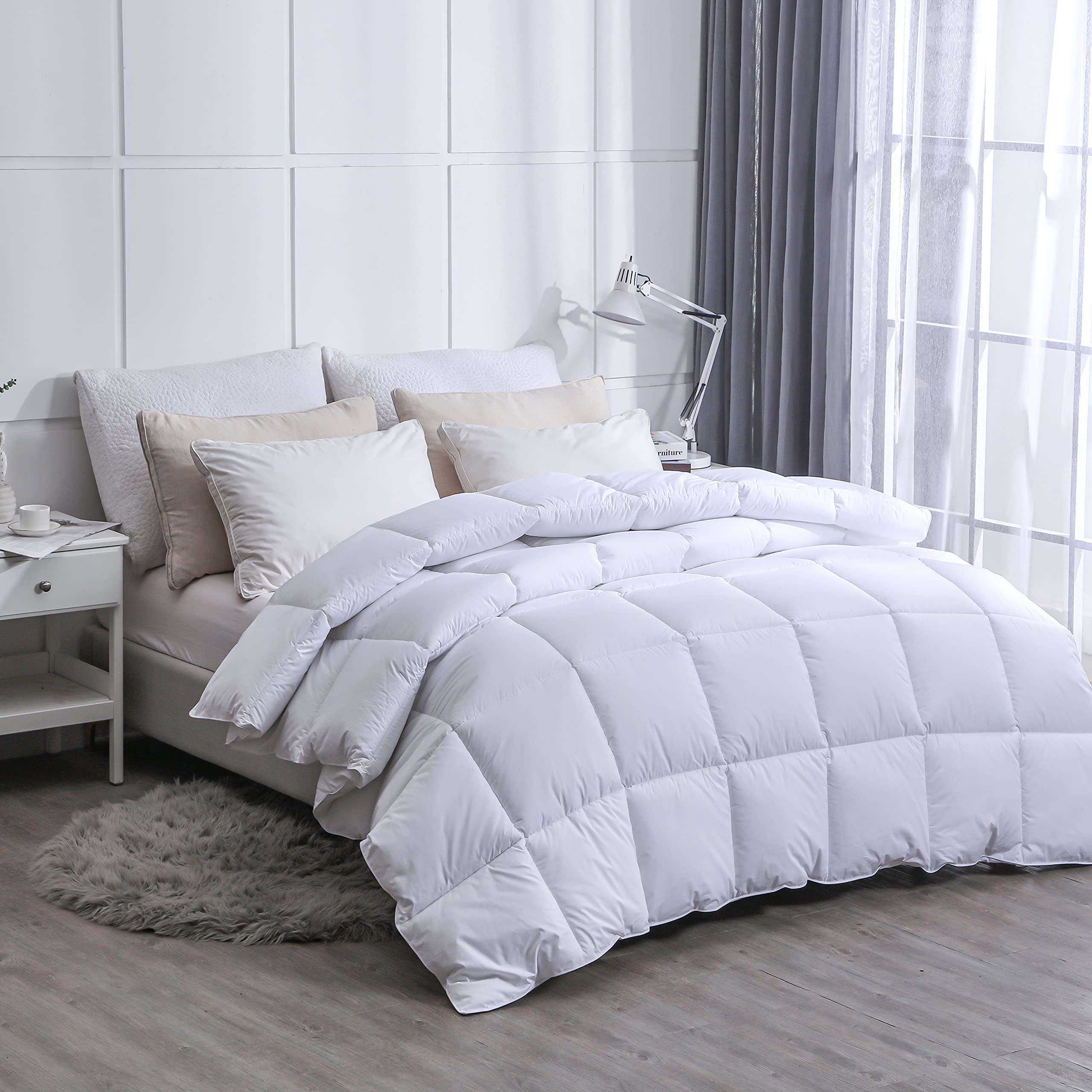 Amazon Brand - Umi Feather Down Duvet-Single,135×200cm, 100% Cotton, All Seasons, White.