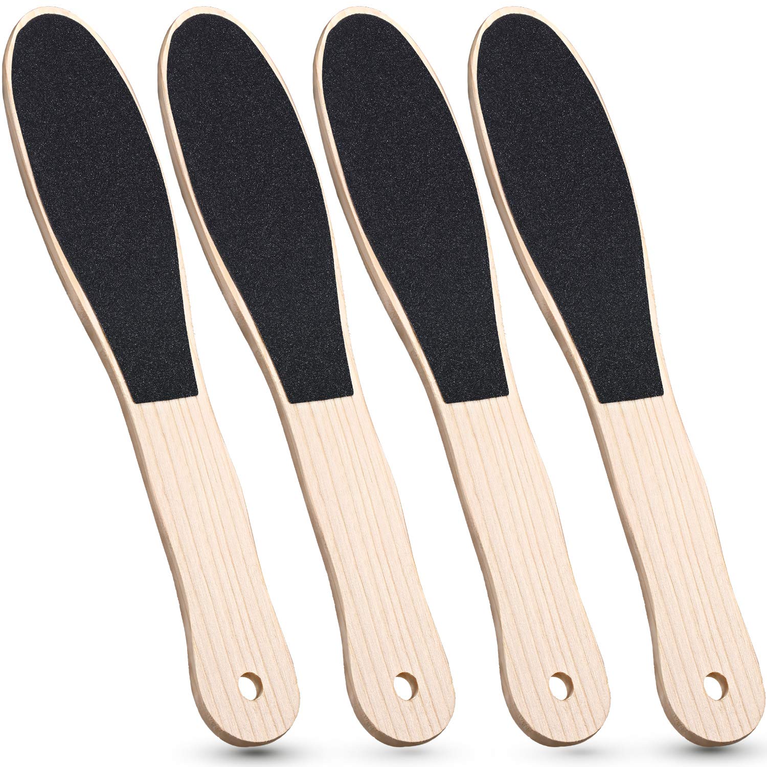 4 Pieces Foot File for Hard Skin, Wooden Foot File Double Sided Foot Rasp Scrubber Foot File Callus Remover for Wet Dry Cracked Feet Removing Dead Skin Foot Care