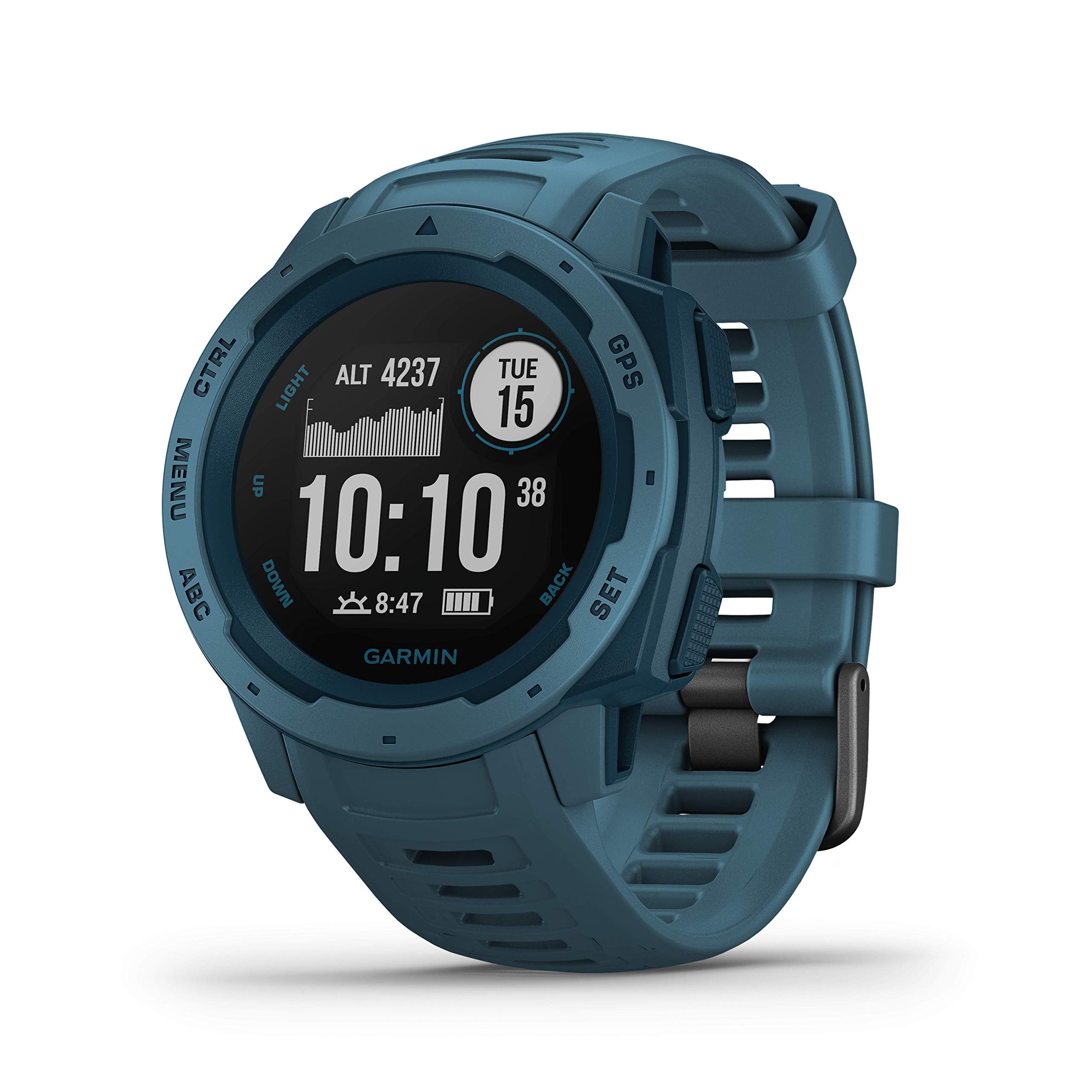Garmin Instinct Rugged Outdoor Smartwatch Built-in Sports Apps and Health Monitoring Lakeside Blue
