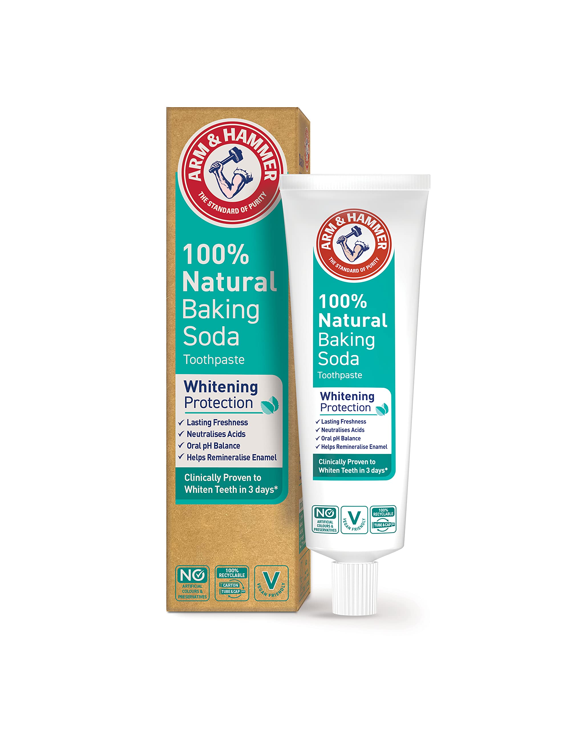 Arm & Hammer 100% Natural Baking Soda Whitening Protection Toothpaste