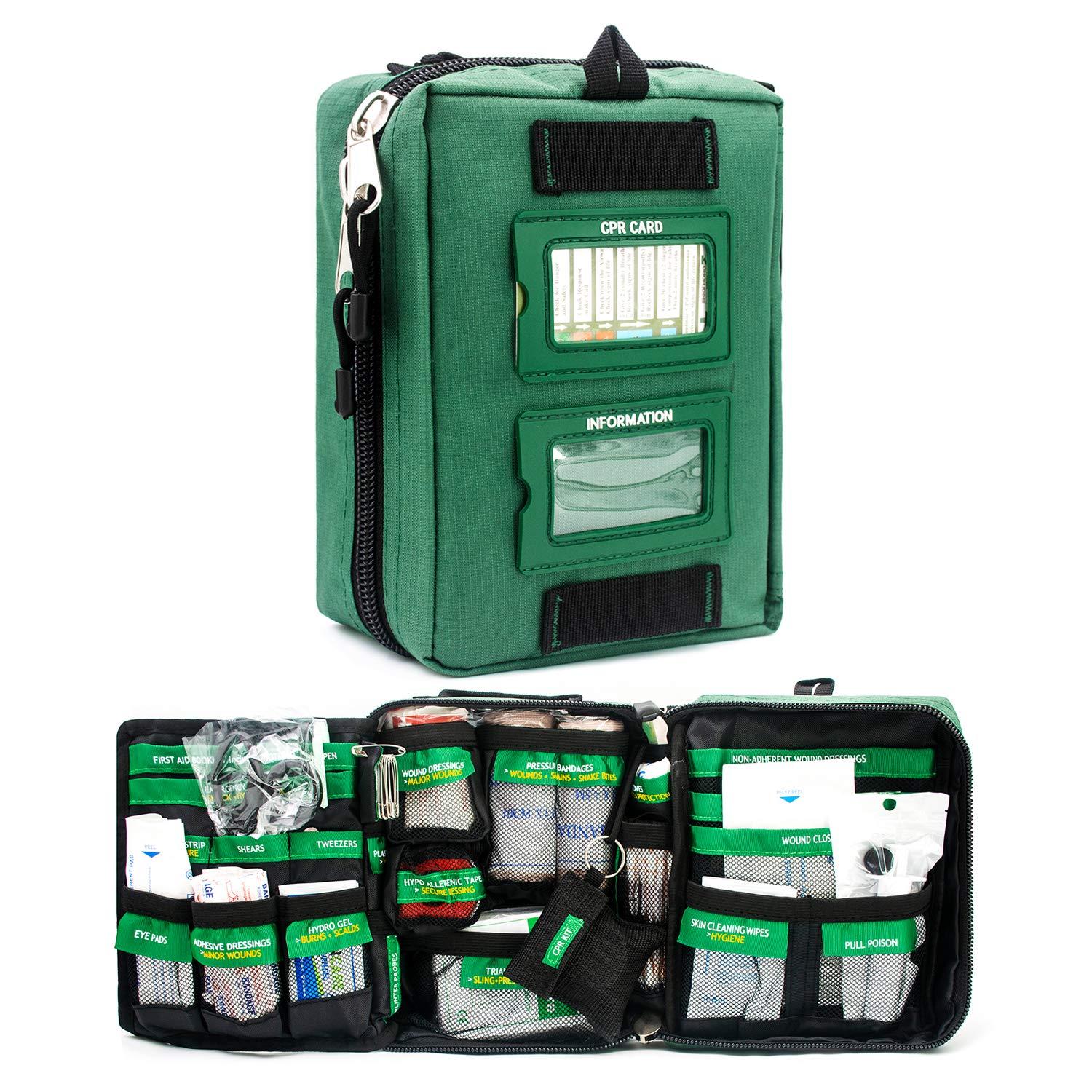 165 Pieces Handy and Comprehensive First Aid Kit Bag – Includes Emergency Blanket, Wound Closures, Bandages and Dressings - Suitable for Home, Office, Camping, Workplace, Car and Travel