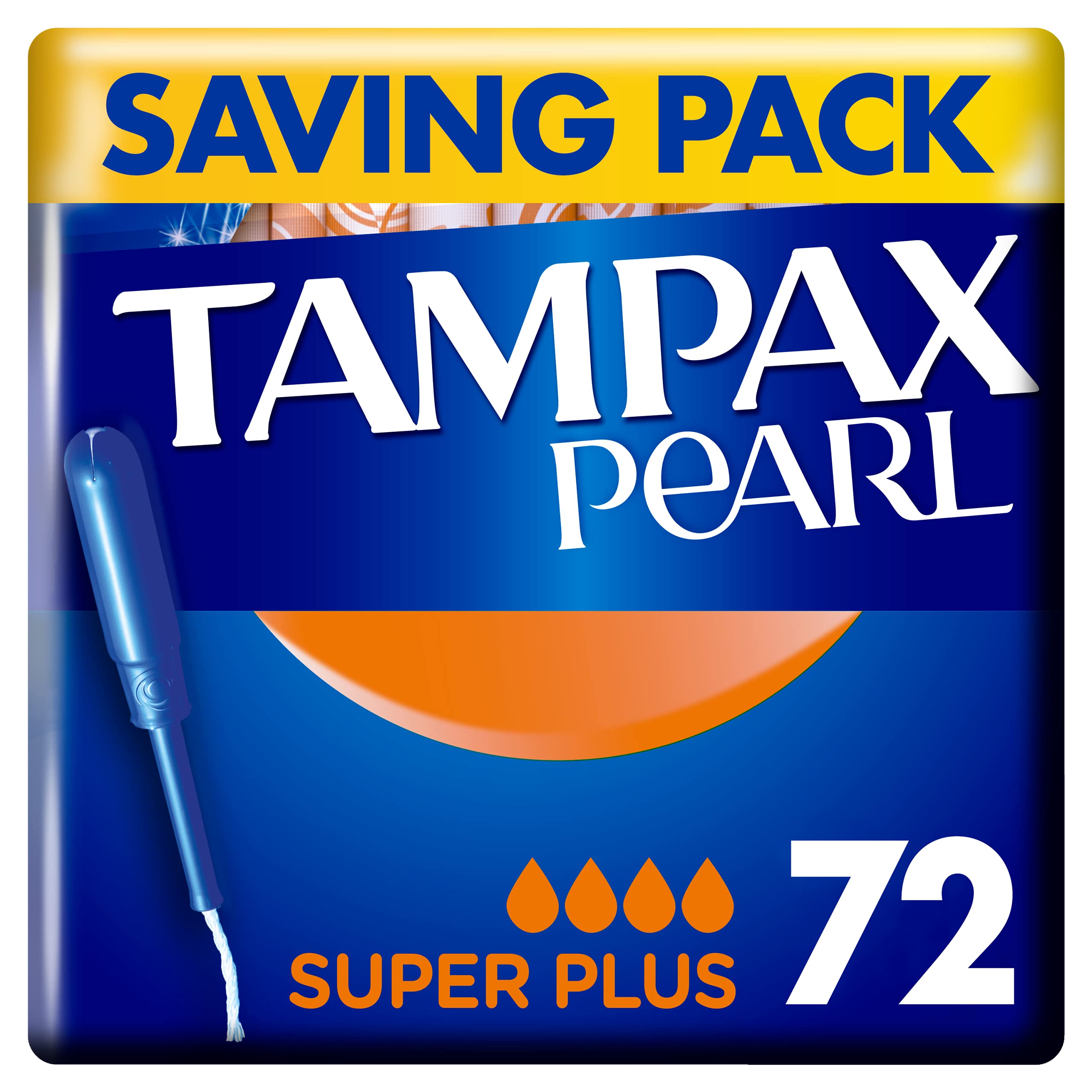 Tampax Pearl Tampons, Super Plus With Applicator, 72 Tampons (18 x 4 Packs), Leak Protection And Discretion, Super Absorbent