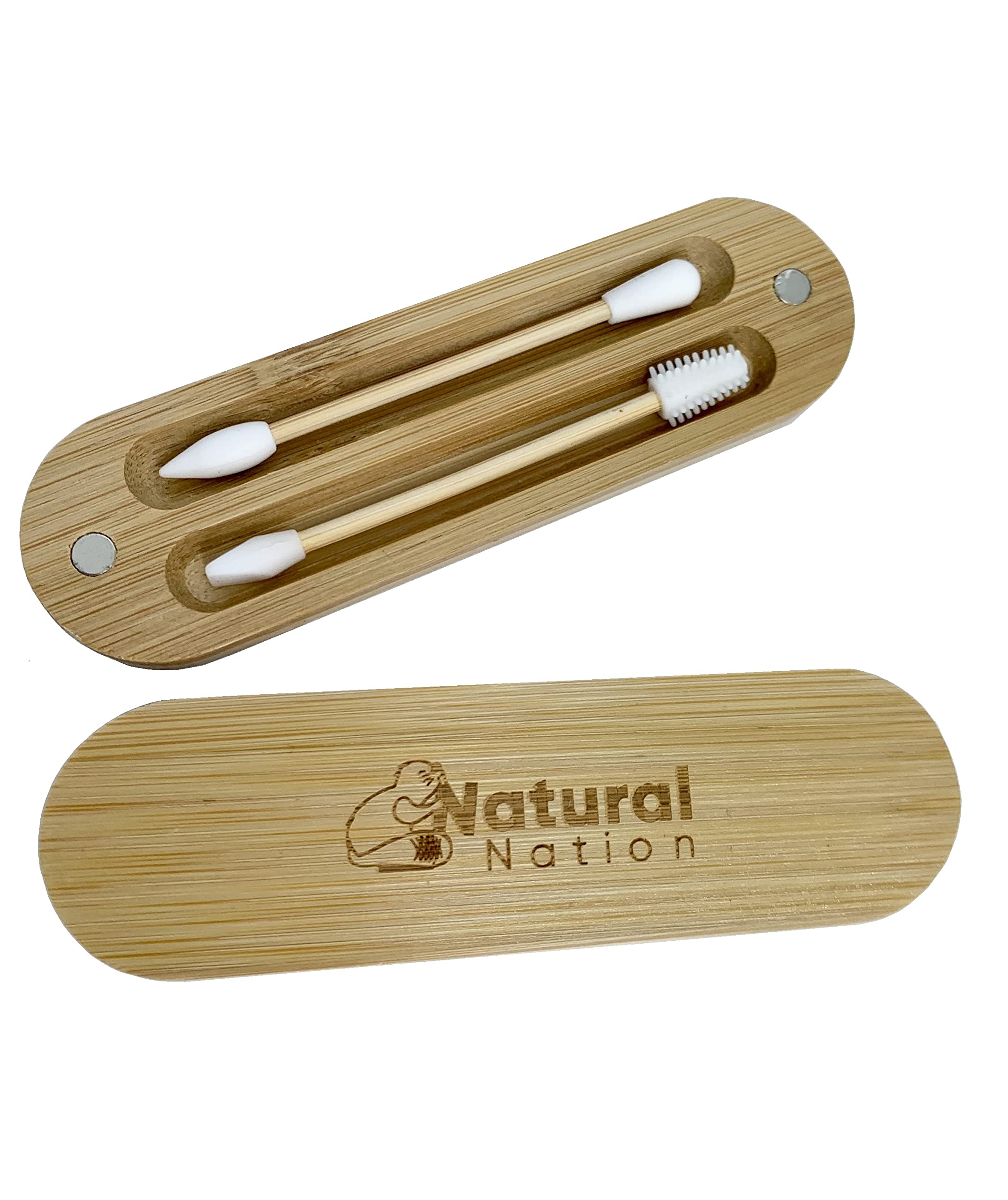 Eco Friendly Reusable Silicone Buds Sustainable Alterative To Cotton Buds Q Tips Magnetic Travel Case NATURAL NATION