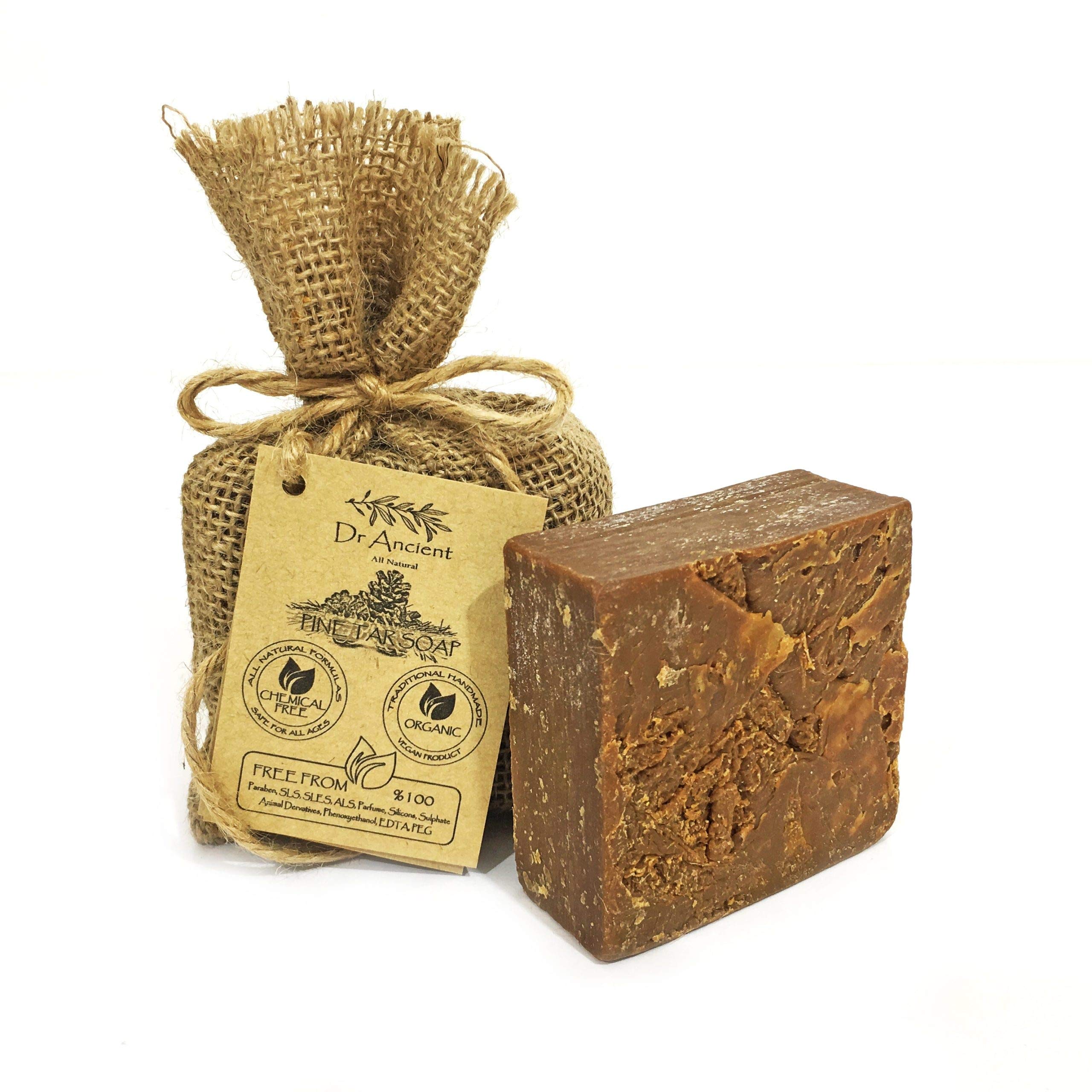 Black Soap Bar With Pine Tar Organic Natural Vegan Traditional Handmade Antique - Antibacterial, Anti-Fungal, Acne, Eczema, Itchy Skin And Cellulite - No Chemicals, Pure Natural Soaps!