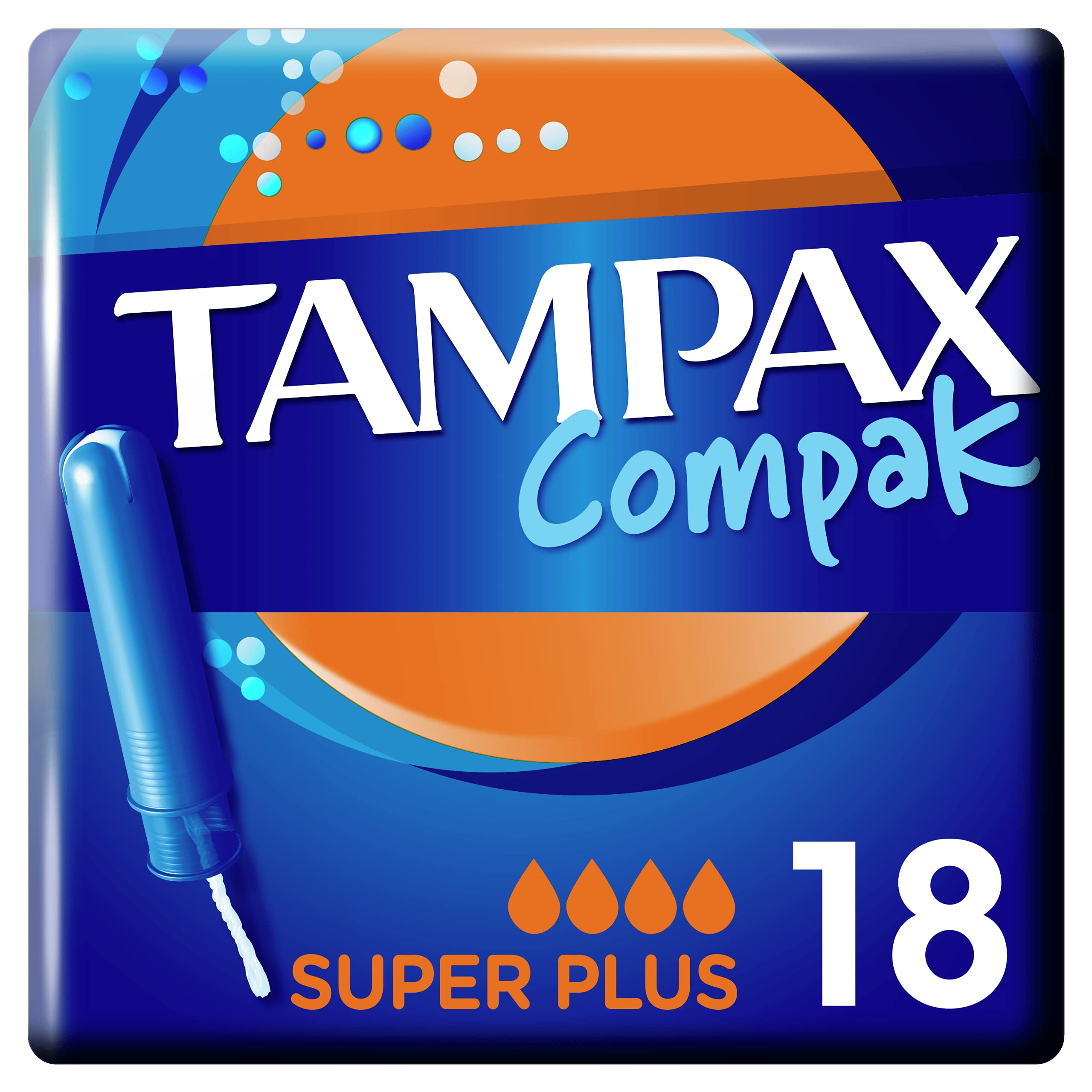 Tampax Compak Tampons, Super Plus With Applicator, 18 Tampons, Leak Protection And Discretion, Super Absorbent