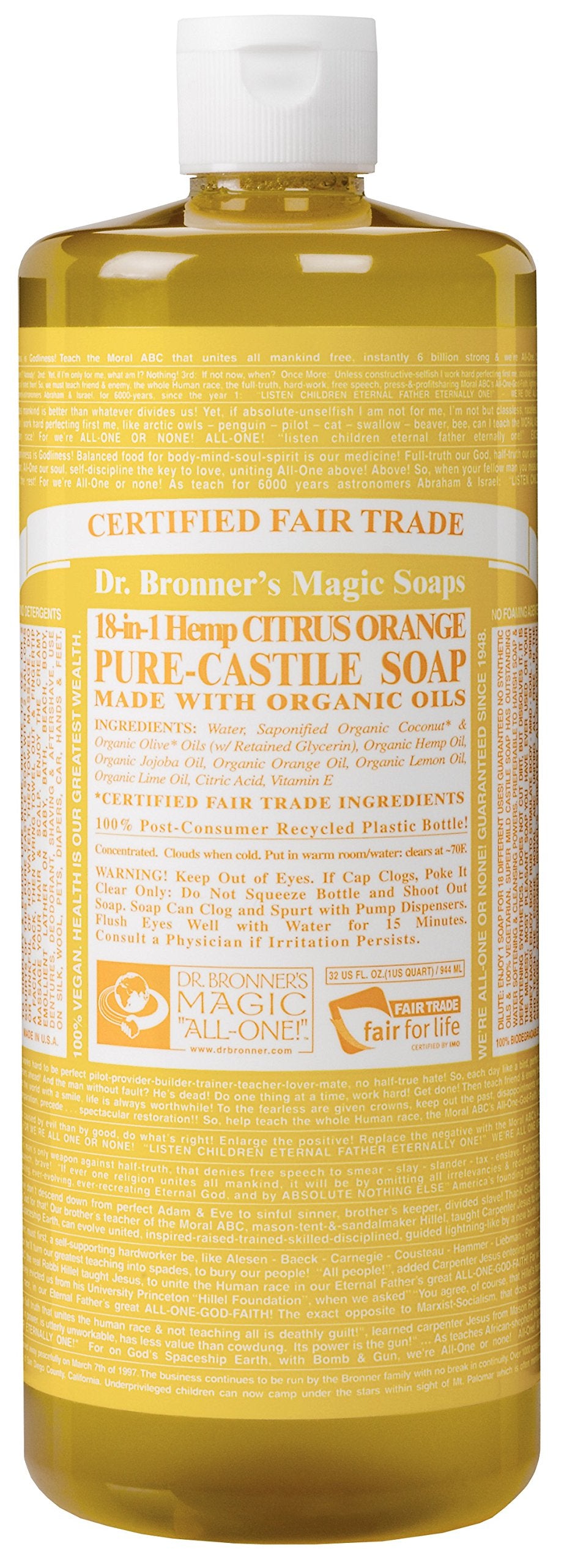 Dr Bronner's 946 ml Organic Citrus Castile Liquid Soap