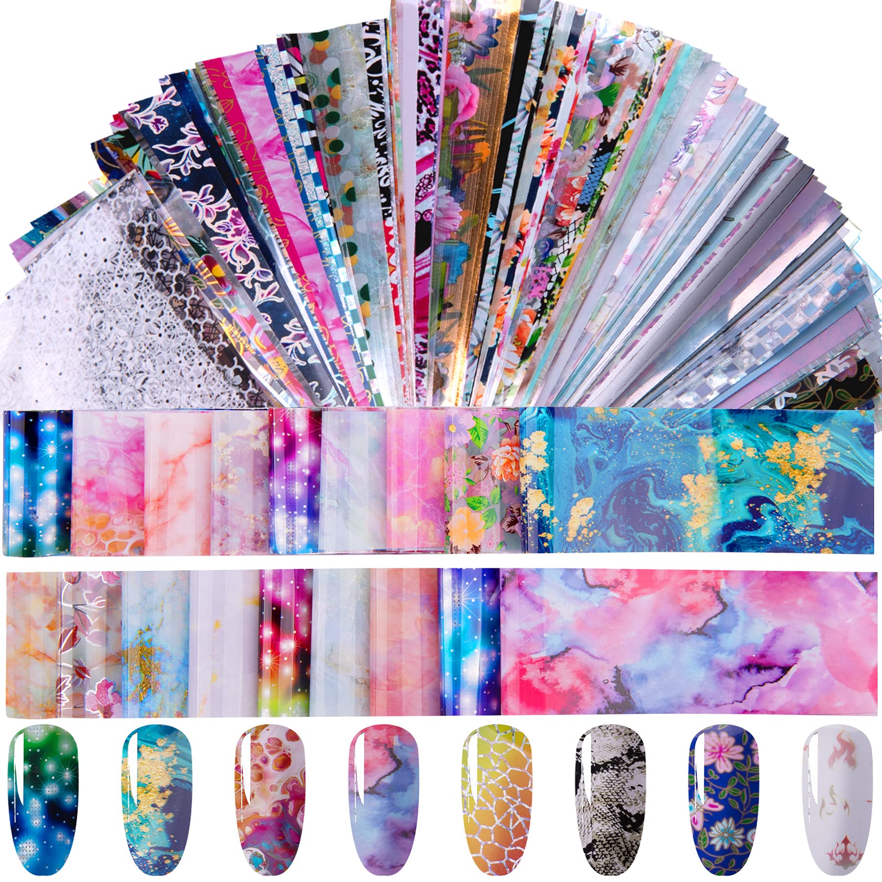 Duufin 200 Sheets Nail Art Foil Transfer Sticker Starry Sky Stars Laser Nail Foil Sticker for Nail Art Decoration DIY and Salon