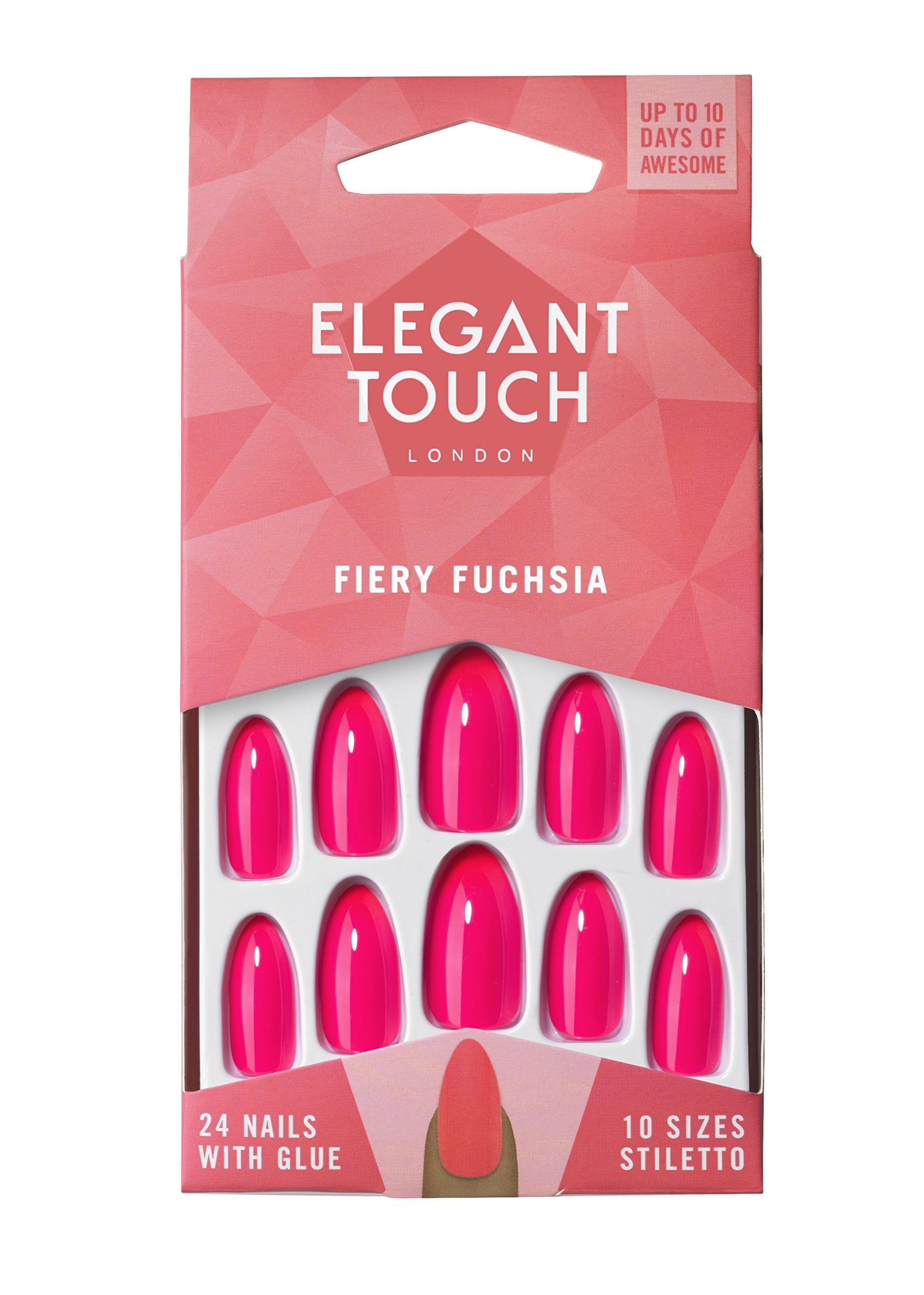 Elegant Touch Colour False Nails - Fiery Fuchsia