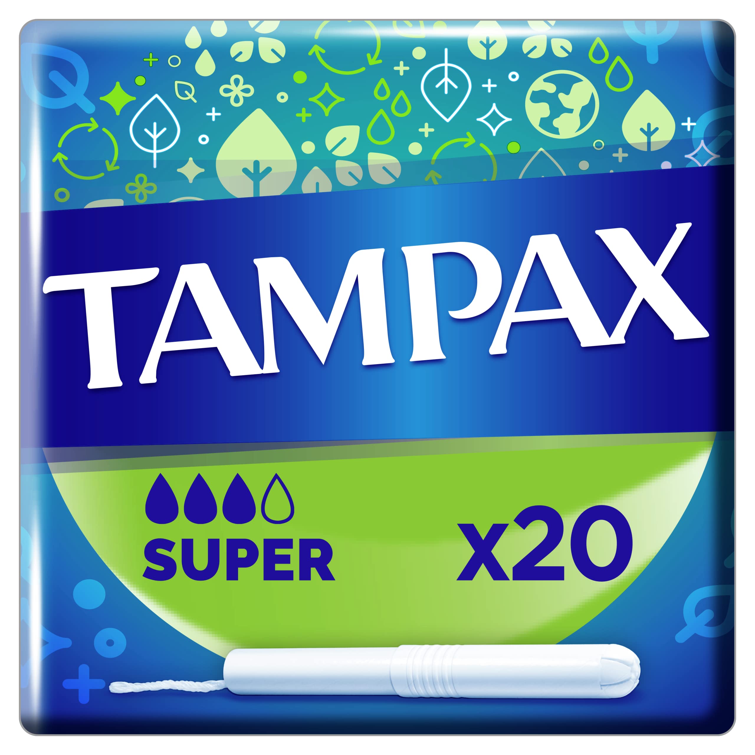 Tampax Tampons, Super With Cardboard Applicator, 20 Tampons, Leak Protection And Discretion, Super Absorbent