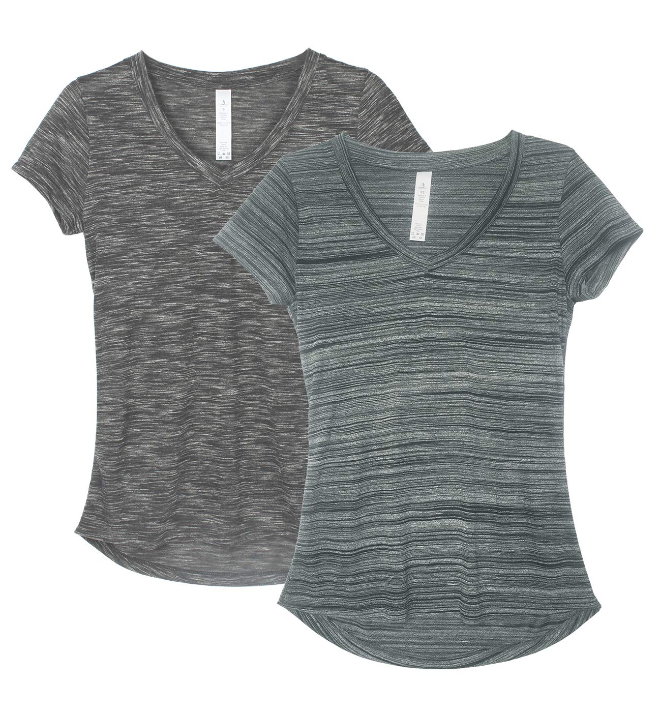 icyzone Women's Workout Shirts V-Neck Yoga Gym Tops Lightweight Casual Sports T-Shirts, 2-Pack