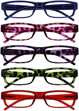 The Reading Glasses Company Value 5 Pack Lightweight Mens Womens Black Blue Brown Green Grey Pink Purple Red RRRRR32