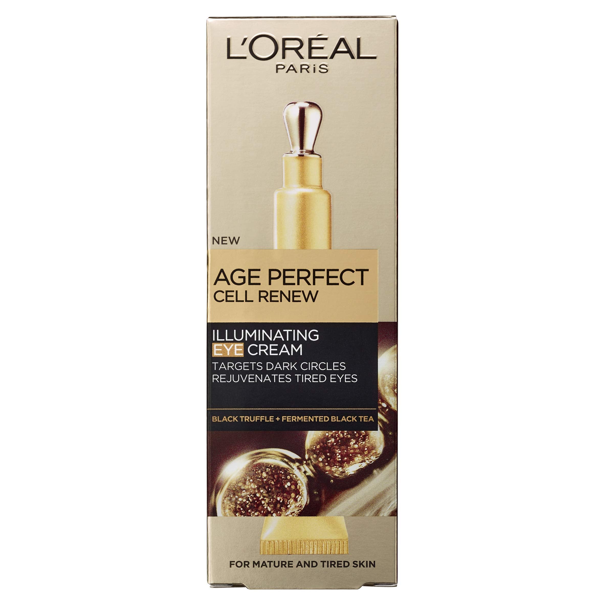 Skin Expert L'Oreal Paris Age Perfect Cell Renew Illuminating Eye Cream with Cooling Applicator for Mature Skin, 15 ml
