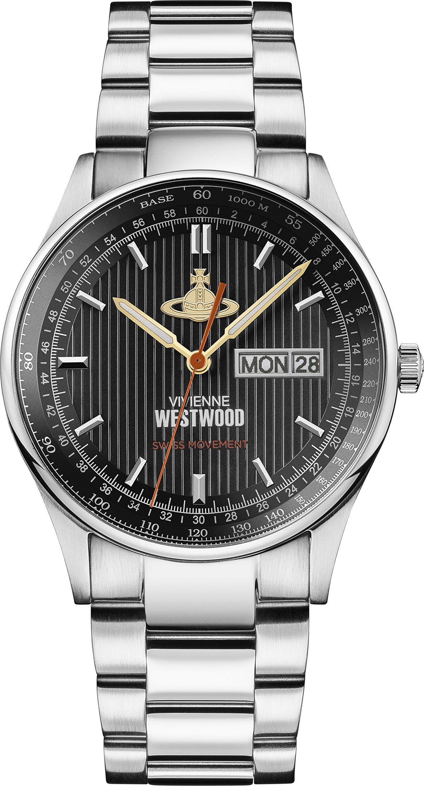 Vivienne Westwood The Cranbourne Gents Quartz Watch with Black Dial & Silver Stainless Steel Bracelet VV207BKSL