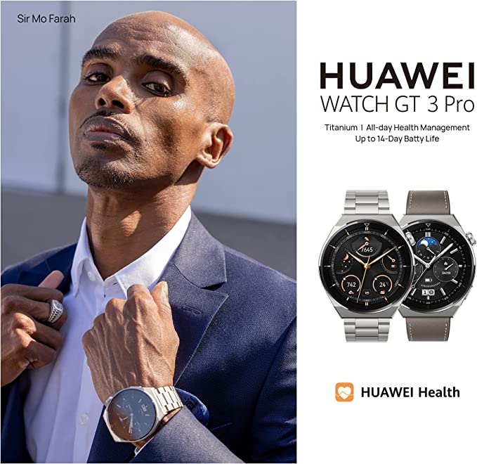 HUAWEI WATCH GT 3 Pro Smartwatch - Fitness Tracker and Health Monitor with Heart Rate & Blood Oxygen Monitoring - Long Lasting Battery Up to 2 Weeks - Sapphire Watch Dial - Bluetooth - 46" Stainless