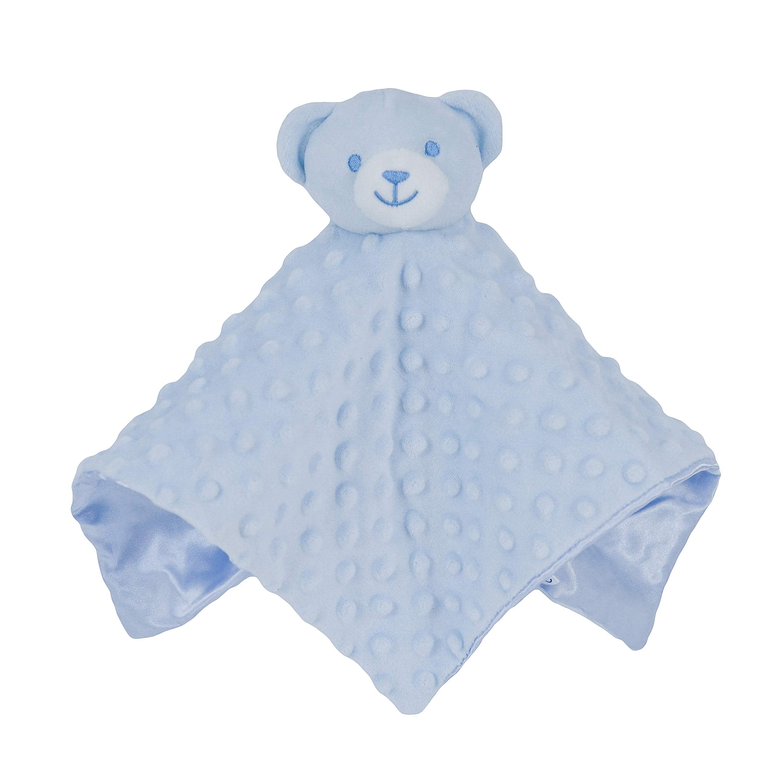 Blue Soft Soother Stuffed Plush Bear Animal Baby Comforter Toy Blanket | New Born Baby Girl and Boy Infant Toddler Cuddle Snuggle Toy Blankets for Nursery Strollers, Cots, Cribs, Car Seats