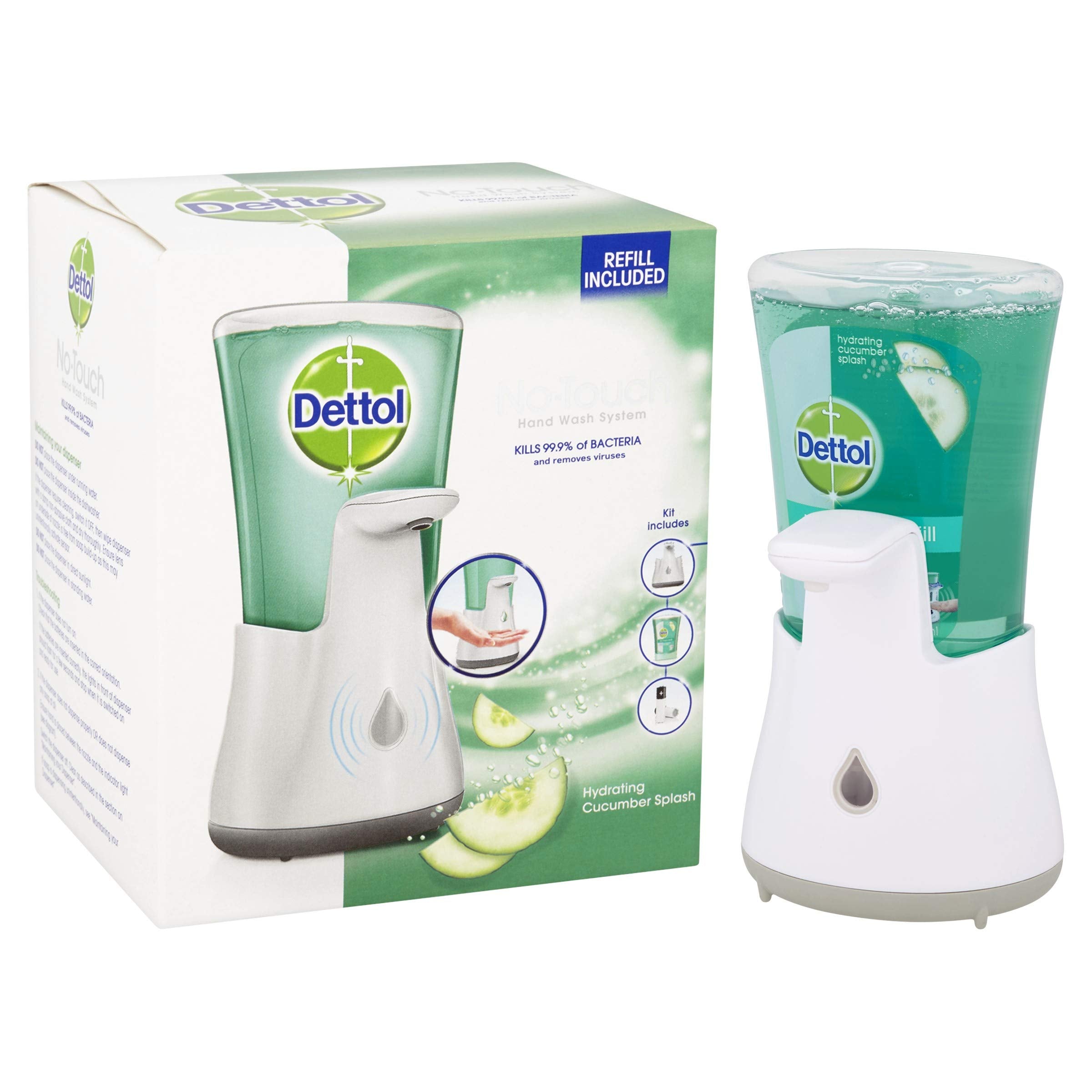 Dettol No Touch Hand Wash System Hydrating Splash 250 ml, Cucumber, 1 Count