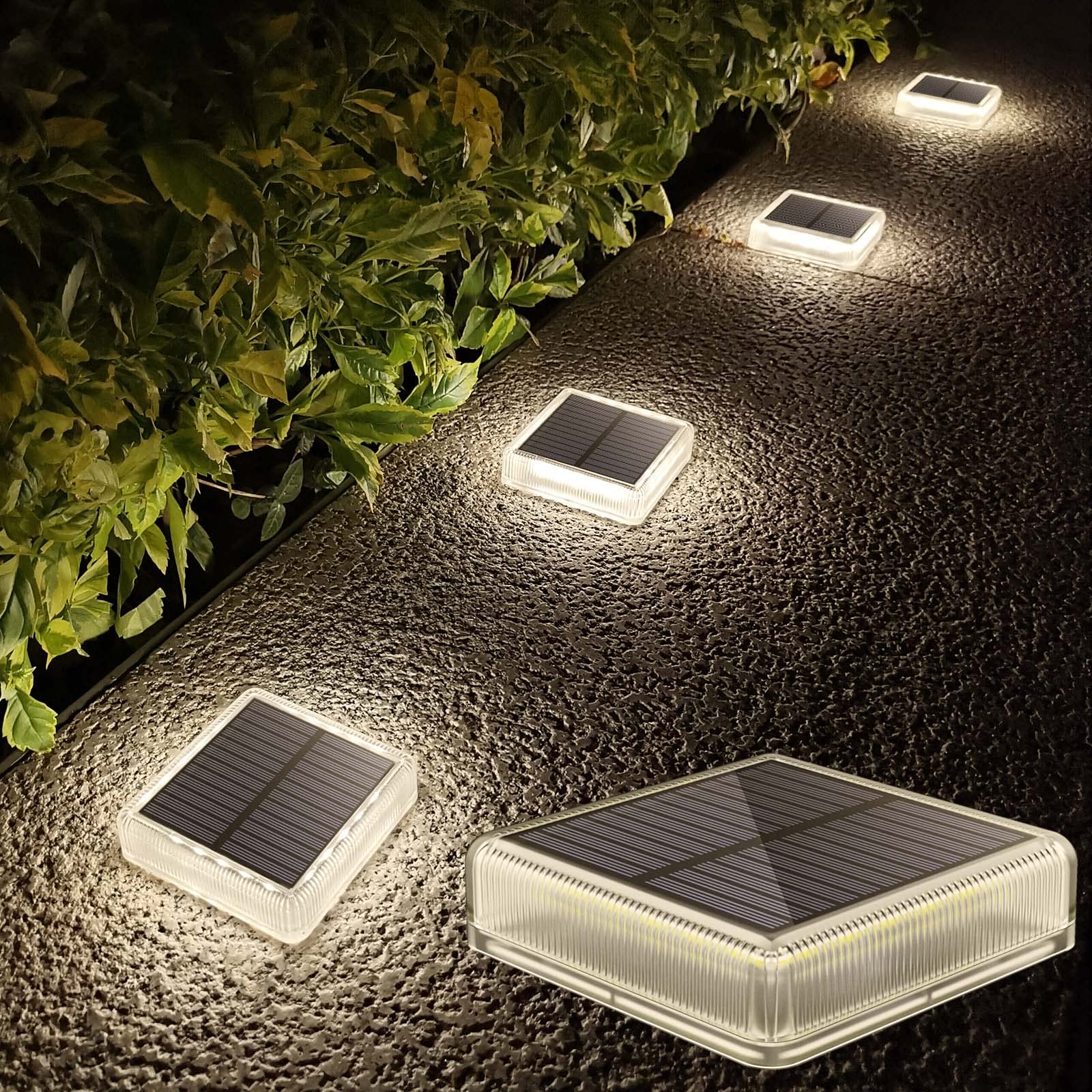 Lacasa 4-Pack Solar Decking Lights, Solar Powered Outdoor Step Lights, 30LM LED Natural White 4000K, Light All Night, Waterproof for Garden Steps Patio Pathway Driveway Dock, Square