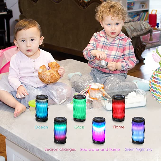 LED Portable Bluetooth Speaker Wireless Loud, 6-Colors Light, 10 Hrs Playing, 2000mAh Battery, 4.2 Handsfree/Phone/PC/MicroSD/TF card/USB Drive/AUX-in
