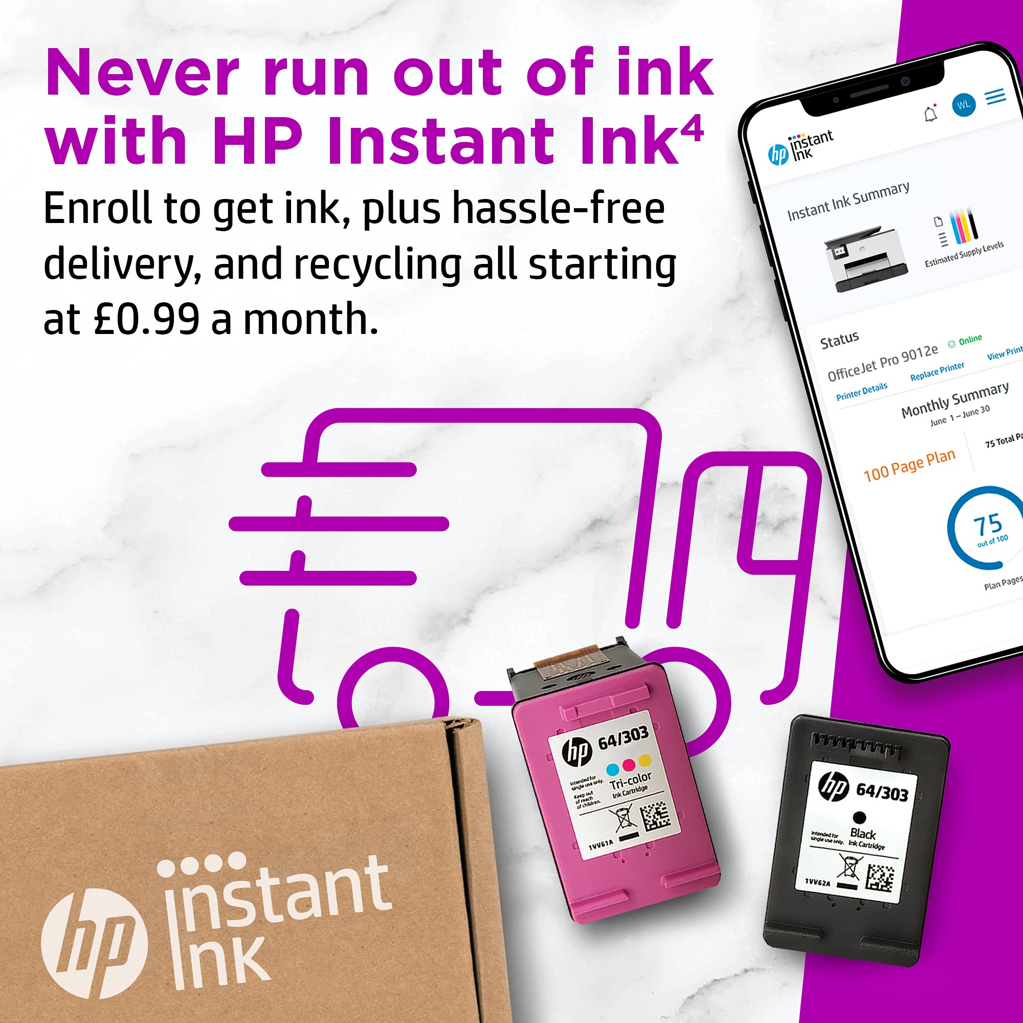 HP OfficeJet Pro 9012e All in One colour printer with 6 months of Instant Ink with HP+