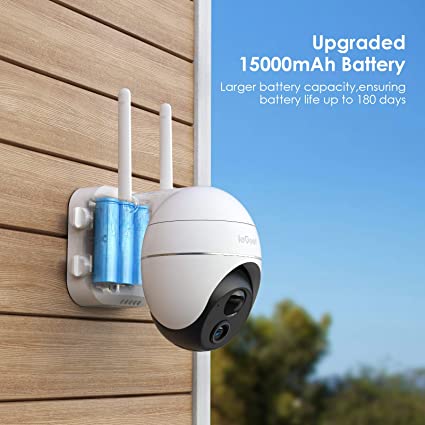 ieGeek 360° Wireless PTZ Security Camera Outdoor, 15000mAh Rechargeable Battery CCTV Camera with Pan 355° Tilt 120°, 1080P Wifi Home IP Camera, PIR Motion Detection, 2-Way Audio, Cloud&SD Card Storage