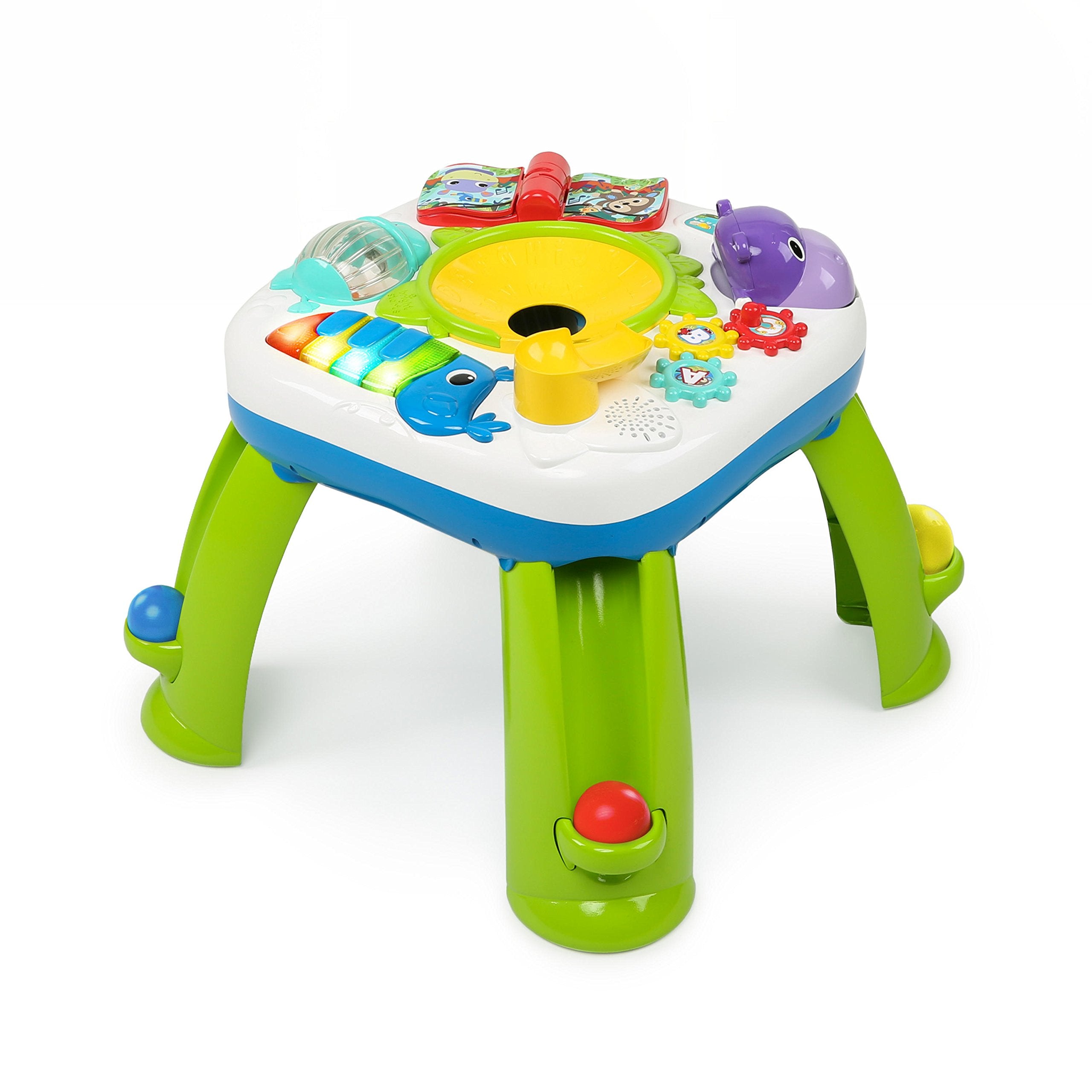 Bright Starts Having a Ball Get Rollin' Activity Table for Toddlers, Sensory & Educational Toy with Sounds & 4 Languages - Includesr +60 Songs, 6 Balls, ramp, Piano, Book, Jungle-Themed, 6 Months +