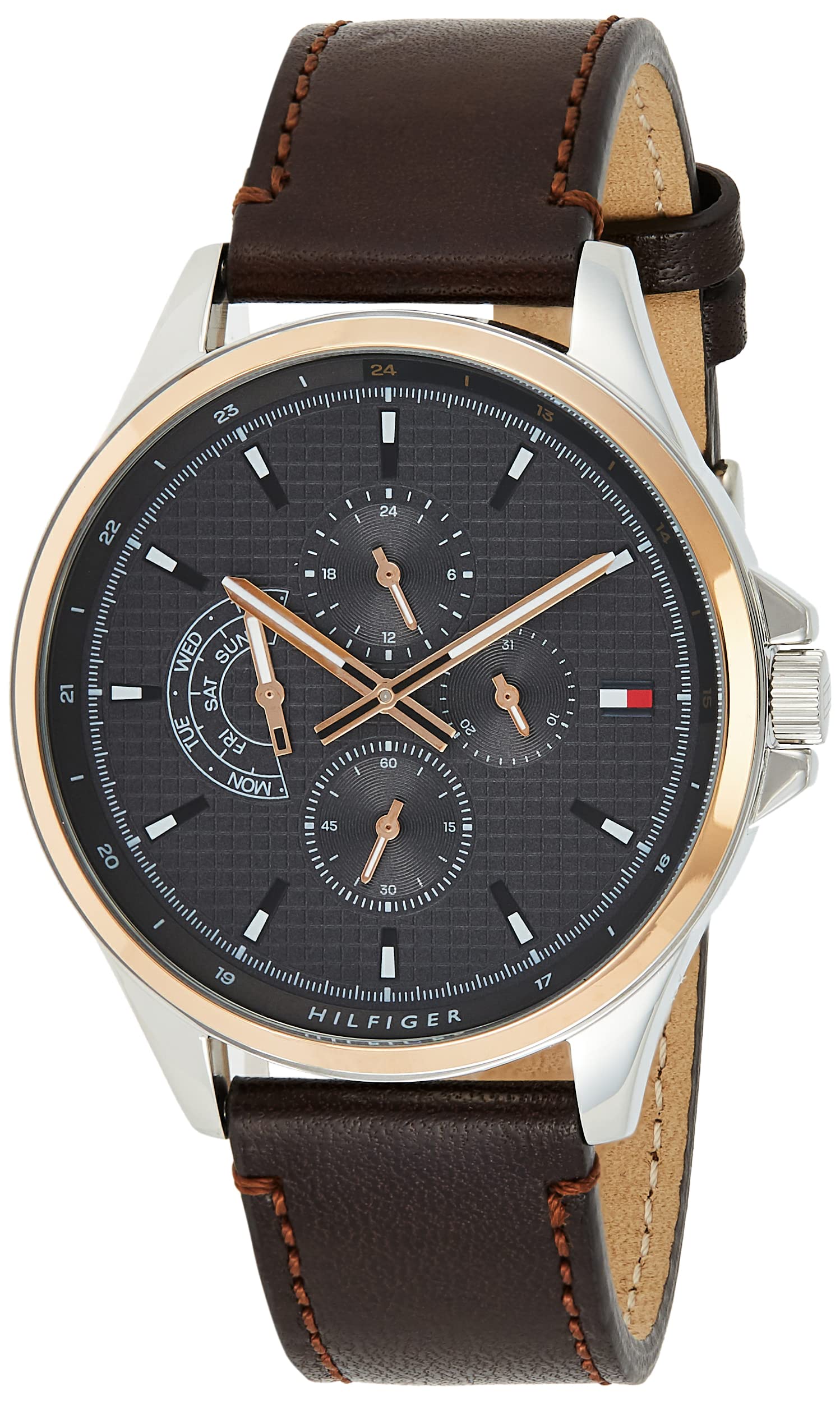 Tommy Hilfiger Men's Multi dial Quartz Watch with Leather Strap 1791615