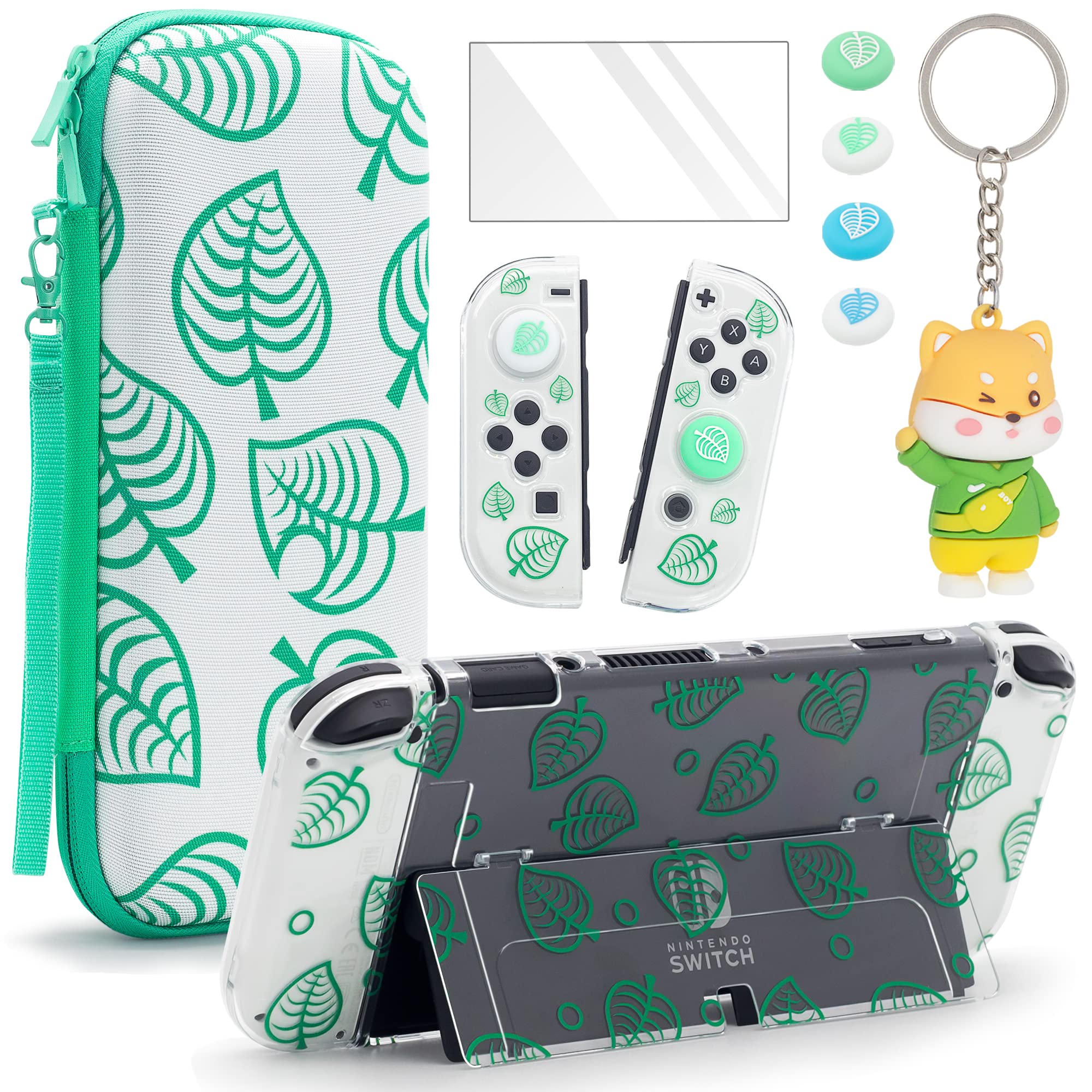 Switch Carry Case for Nintendo Switch OLED, Travel Carrying Switch Case Bundle Bag Portable Protective Accessories Kit (Animal Crossing)