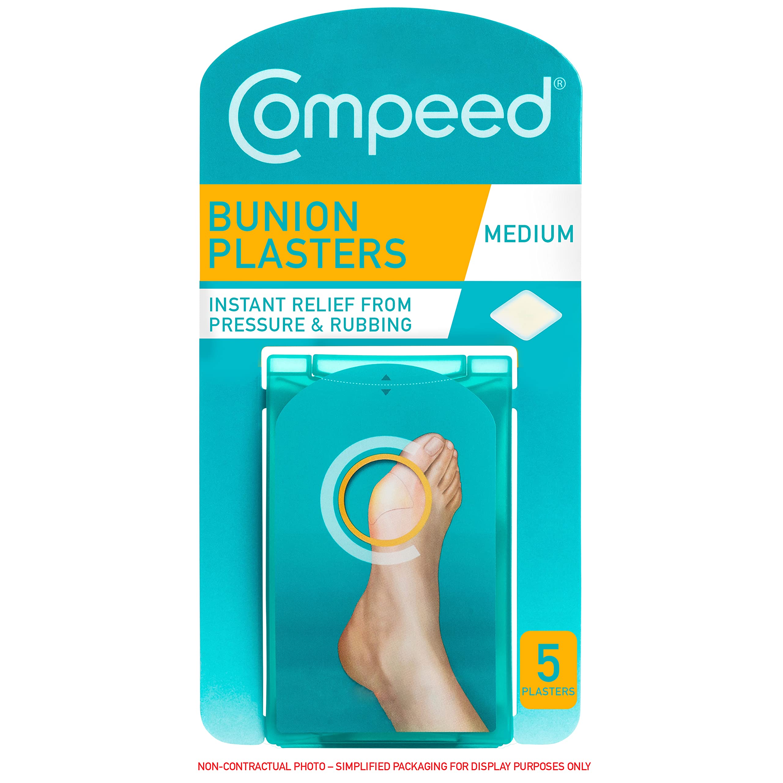 Compeed Bunion Plasters, 5 Hydrocolloid Plasters, Foot Treatment, Effective Protection Against Pressure and Rubbing, Dimensions: 4.7 cm x6.8 cm