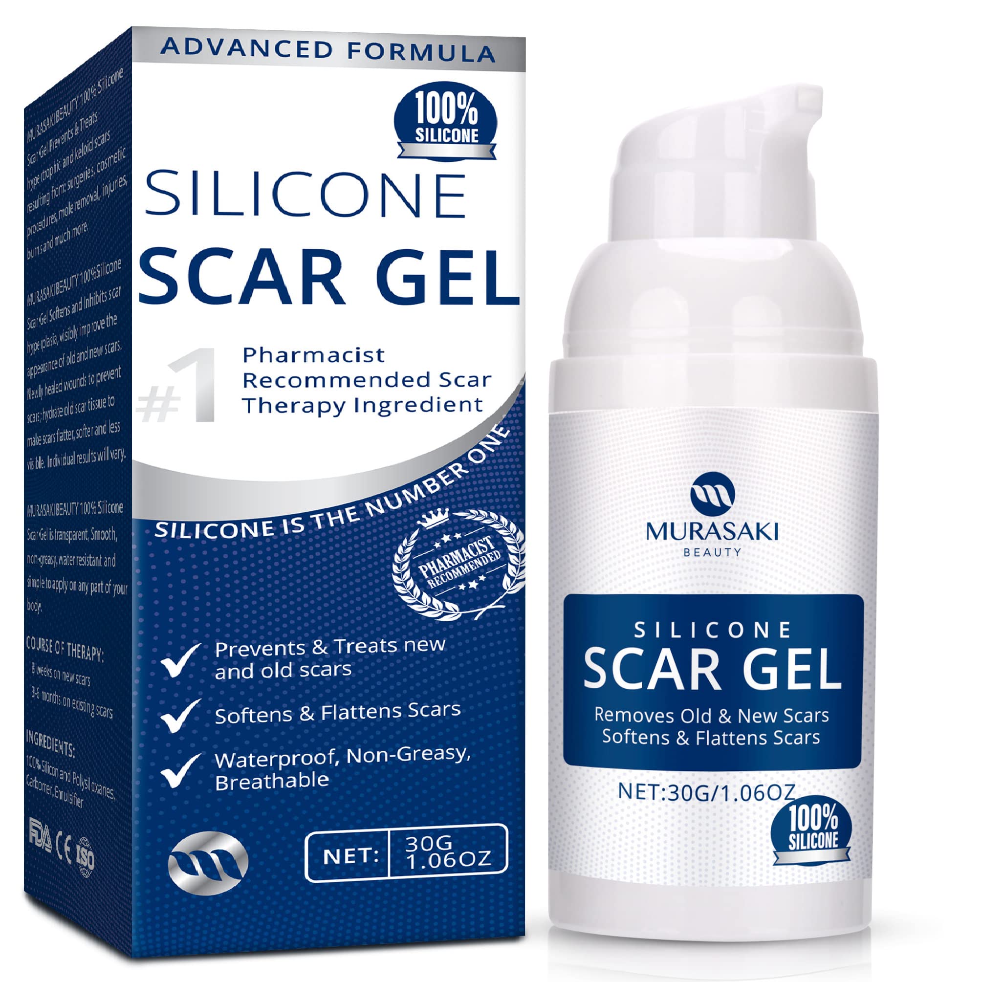 Silicone Scar Gel 30g Scar Cream,Scar Removal,Scar Treatment, Scar Removal Cream for C-Section, Stretch Marks, Acne, Surgery, Effective for Both Old and New Scars
