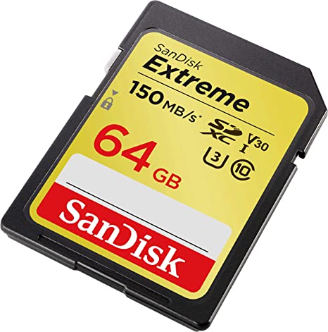 SanDisk Extreme 64GB SDXC Memory Card up to 150MB/s, Class 10, U3, V30