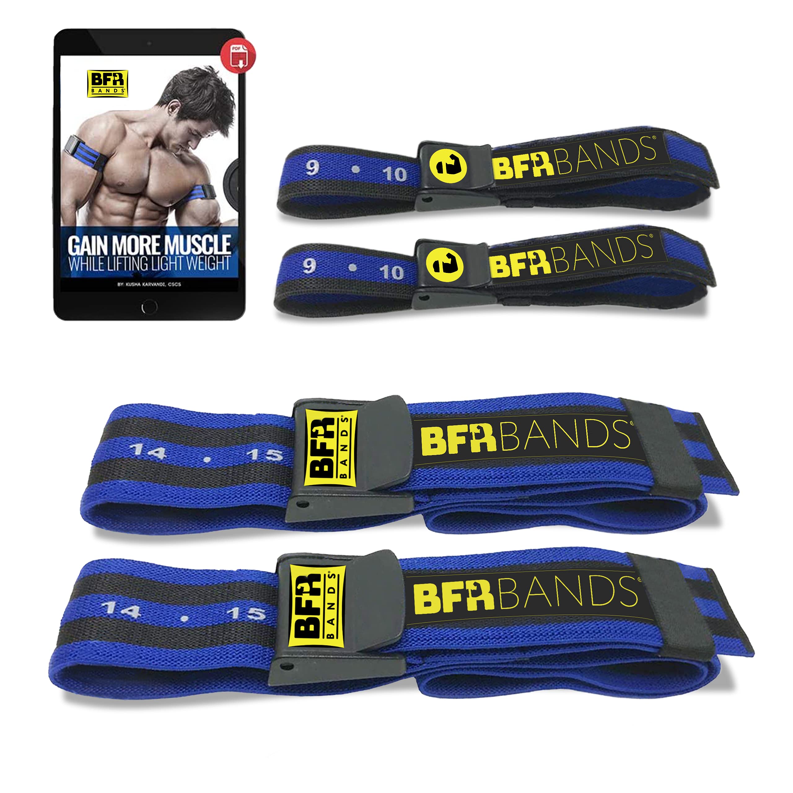 BFR BANDS Occlusion Training Bands, Blood Flow Restriction Bands for Arms, Legs or Glutes, Help Gain Muscle Without Lifting Heavy Weights, Strong Elastic Strap + Quick-Release