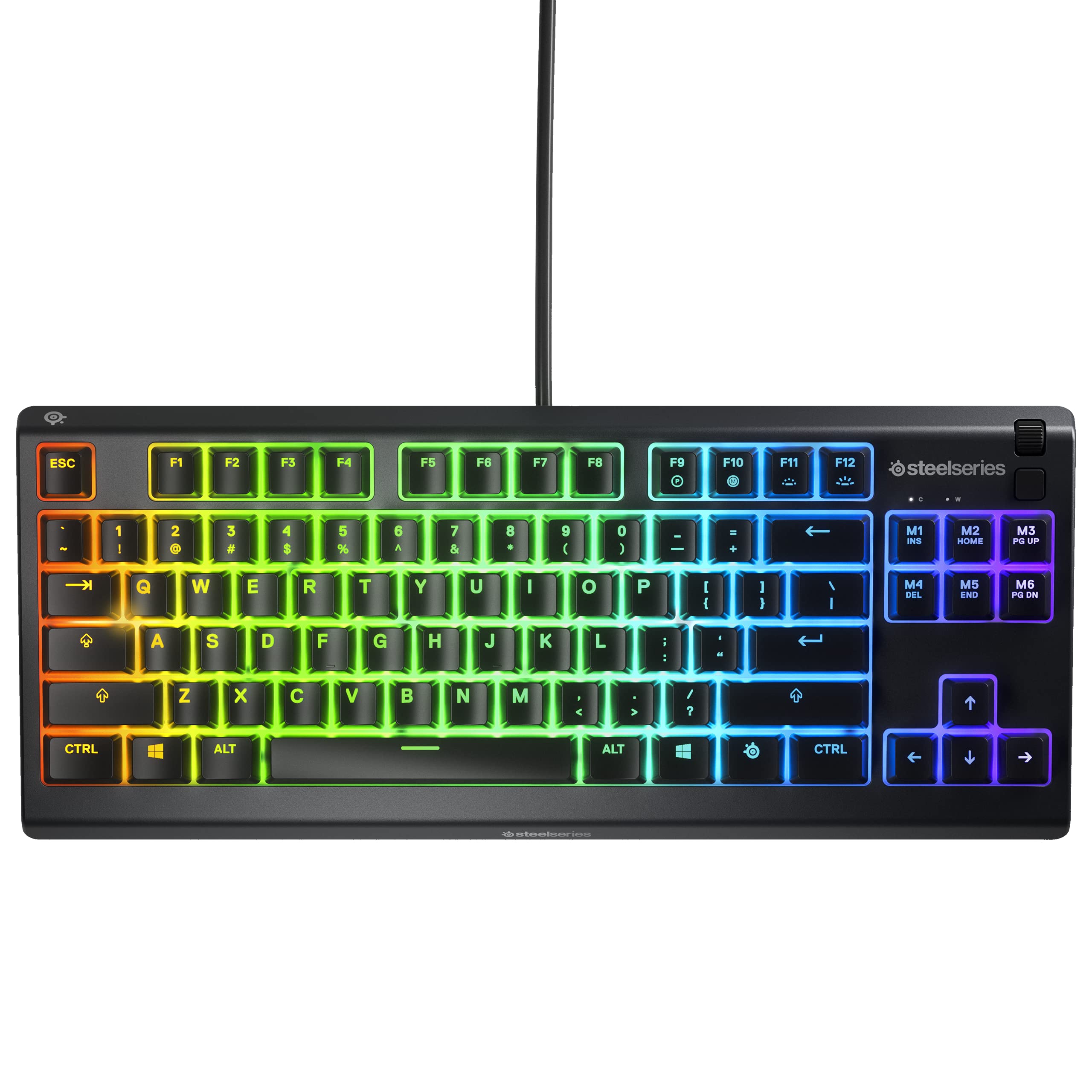 SteelSeries Apex 3 TKL - RGB Gaming Keyboard - Tenkeyless Compact Esports Form Factor - 8-Zone RGB Illumination - IP32 Water & Dust Resistant - English QWERTY Layout