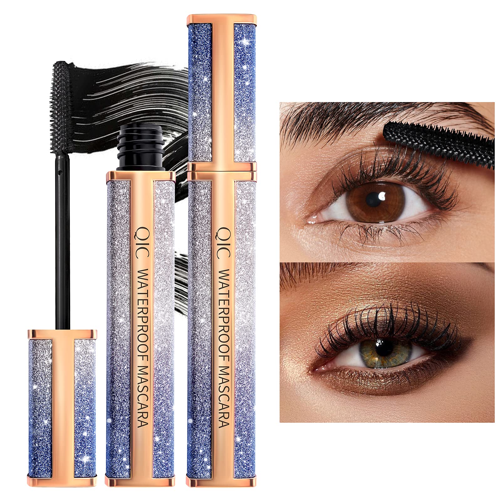 Onlyoily 4D Silk Fiber Lash Mascara for Longer, Thicker, Voluminous Eyelashes,Natural Waterproof Smudge-Proof Eyelashes (Black) (02)