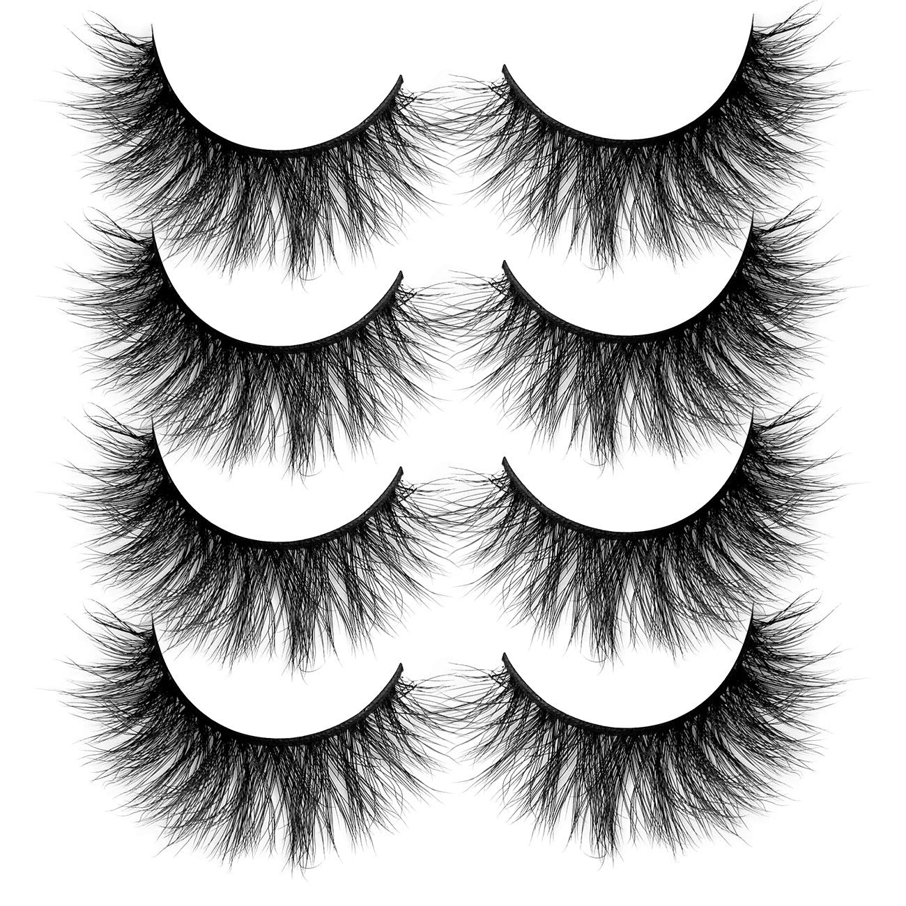 3D Faux Mink Eyelashes Pack, Fake Eyelash Fluffy Volume Natural Cross Lashes Soft Handmade Wispy Eye Makeup