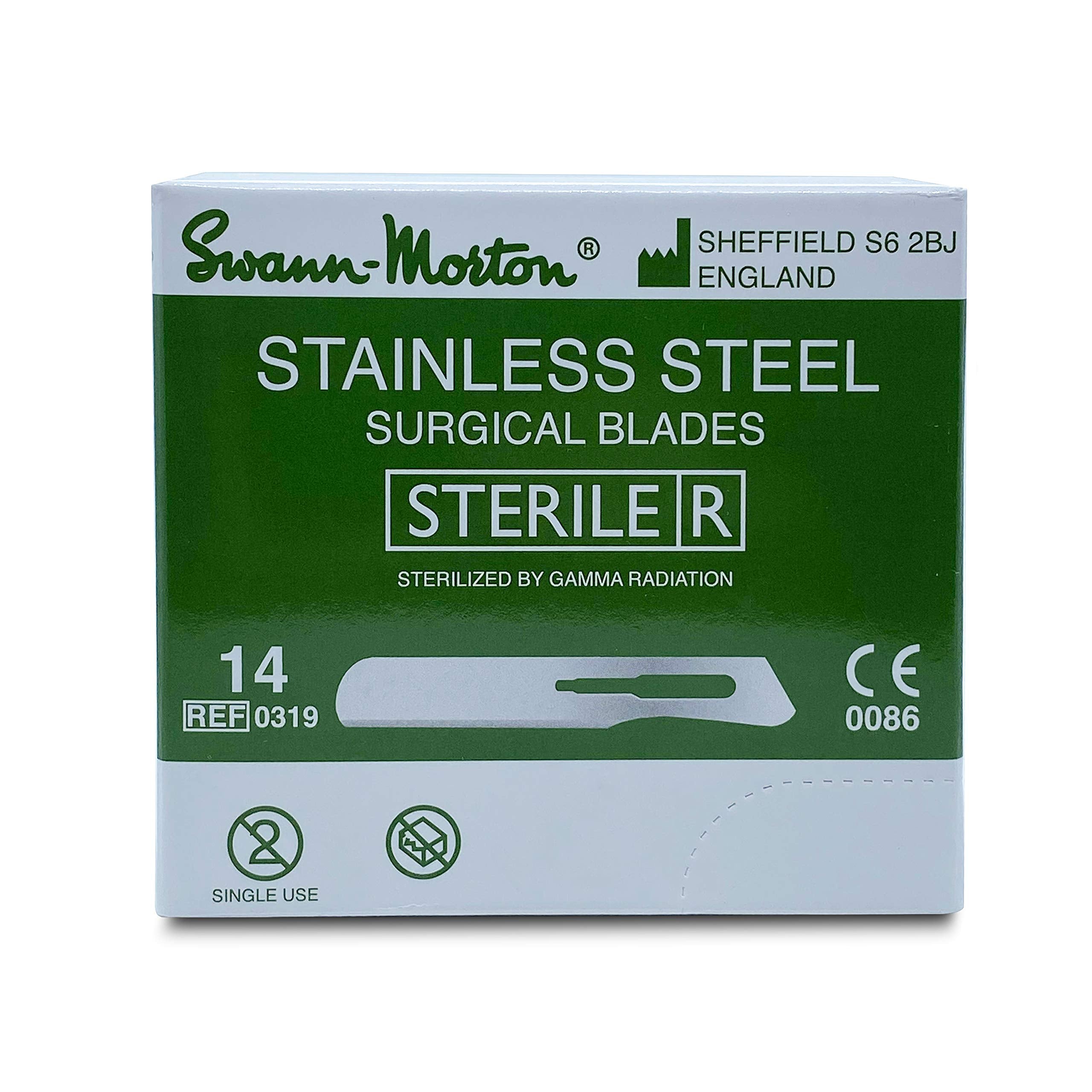 Swann-Morton Stainless Steel Surgical Scalpel Blades No.14 Pack of 100