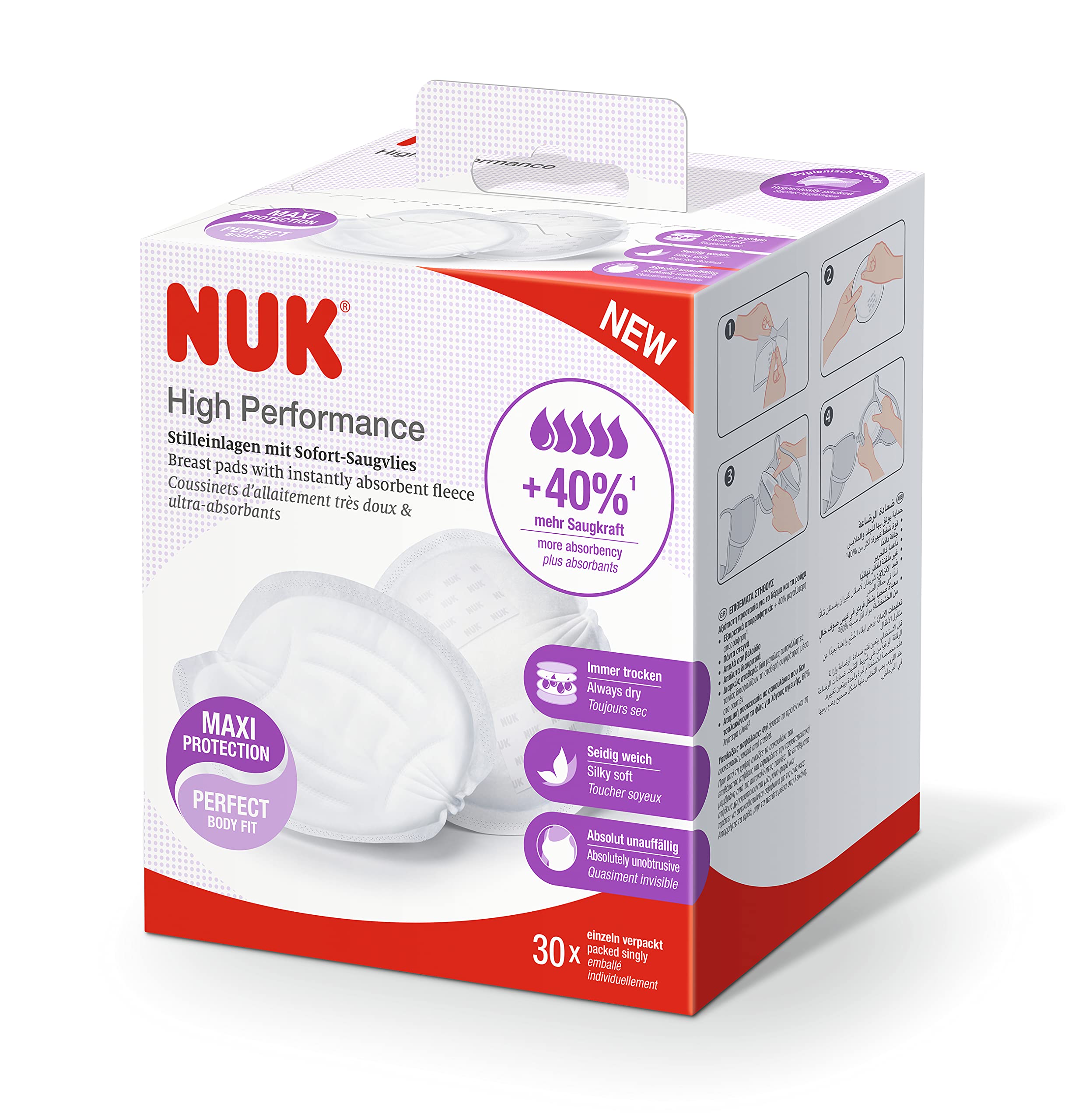NUK High Performance Disposable Breast Pads | Nursing Pads for Breastfeeding | 30 Count