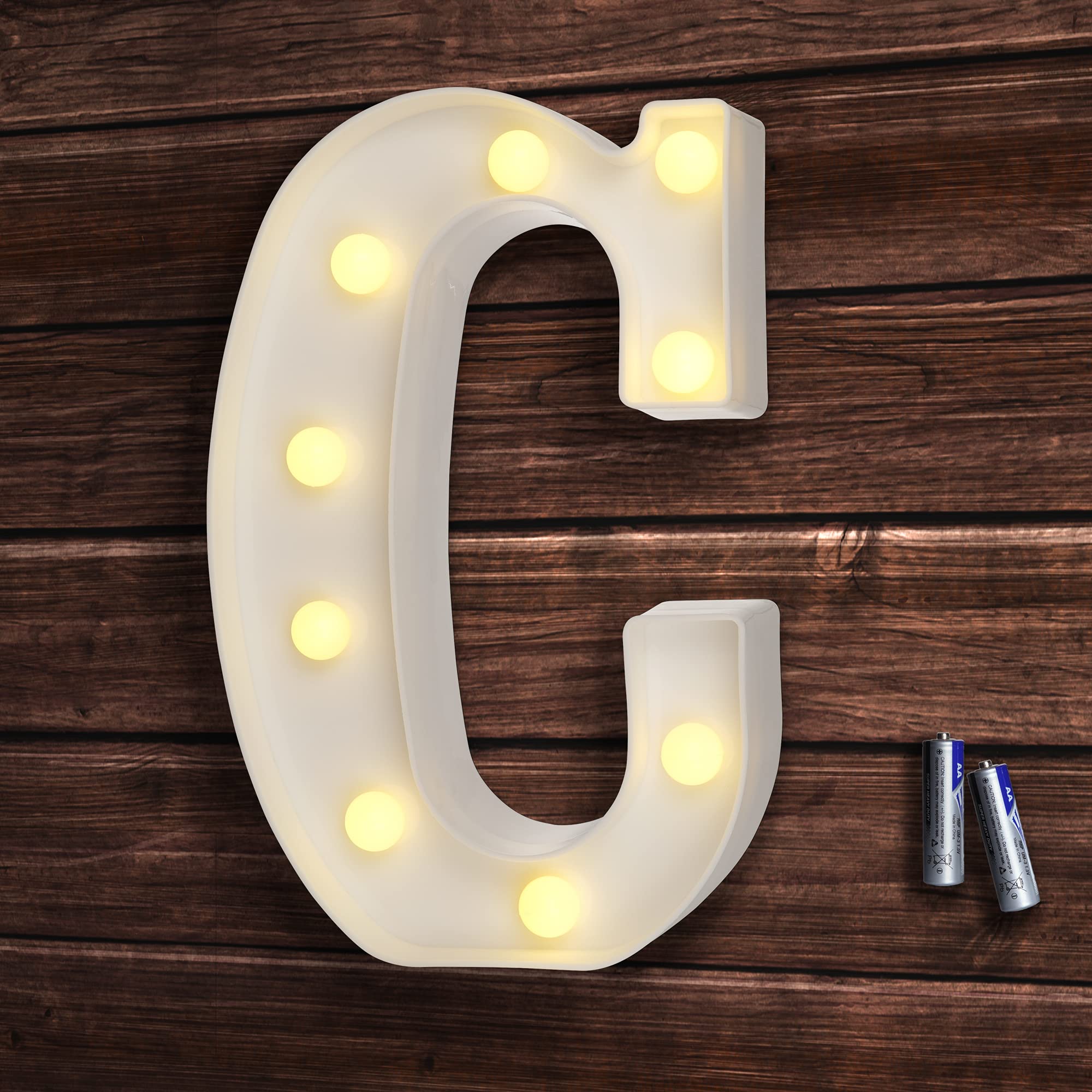 bemece LED Alphabet Letter Lights, Decorative Warm Plastic Light up Letters - Letter C